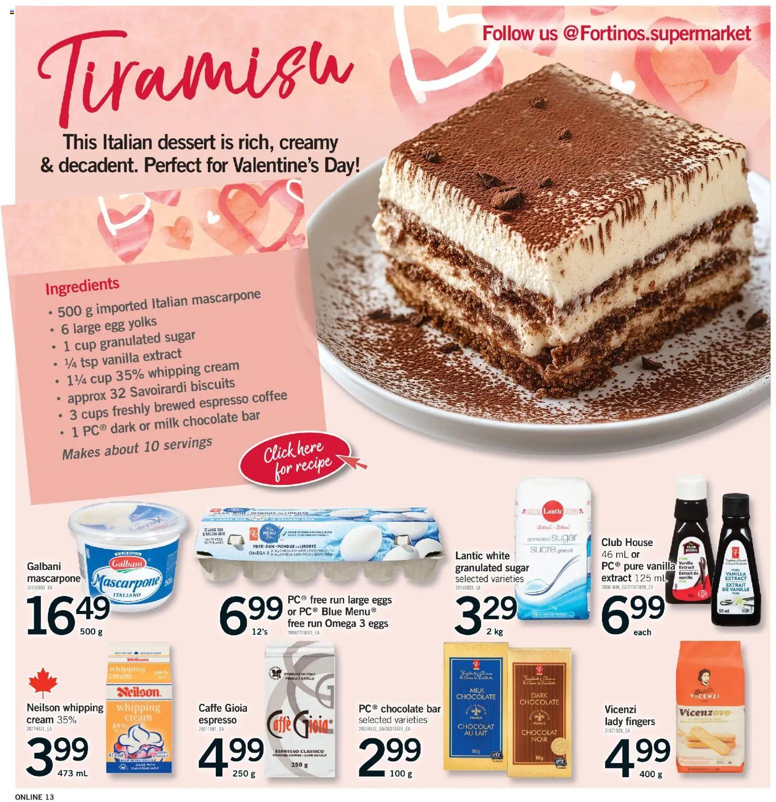 Fortinos flyer valid from 12.02.2026 | Page: 13 | Products: Milk, Eggs, Coffee, Chocolate