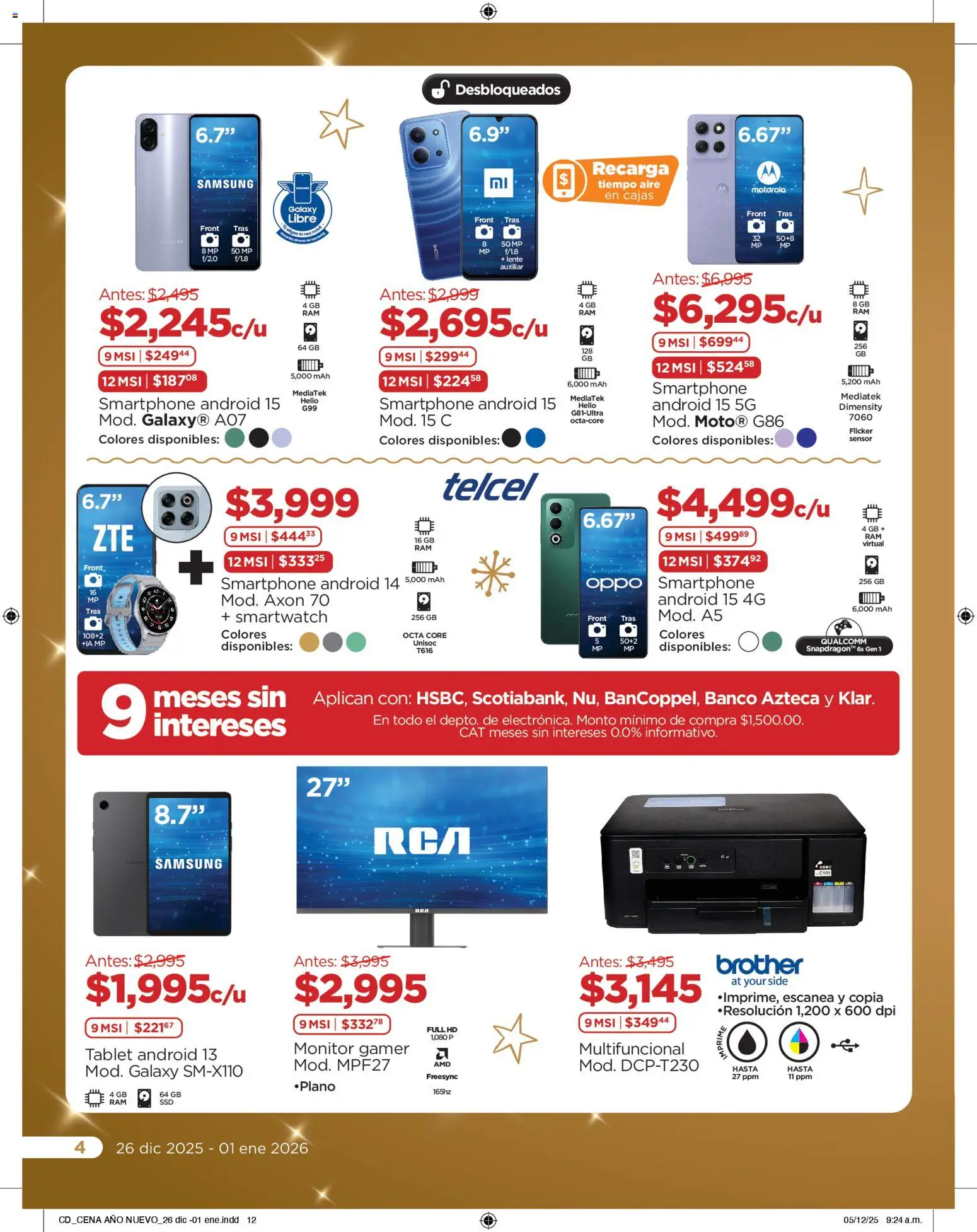 Nuevas ofertas de Chedraui válidas en toda la República Mexicana desde el 26.12.2025. ¡Encuentra las mejores ofertas en Chedraui folleto Delicias! | Página: 13 | Productos: Tablet, Monitor, Banco, Smartphone