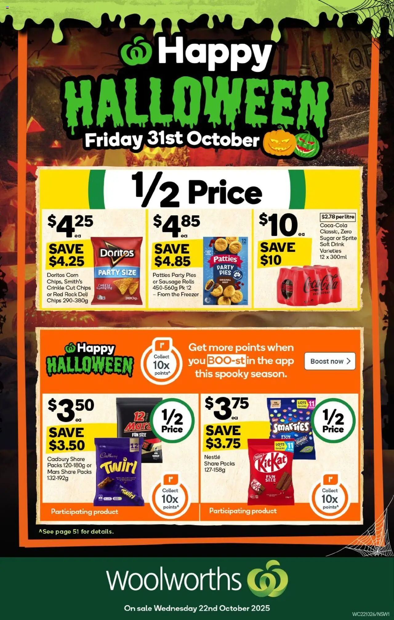 Woolworths catalogue - valid from 22.10.2025 | Page: 1 | Products: Cheese, Sugar, Pies, Freezer