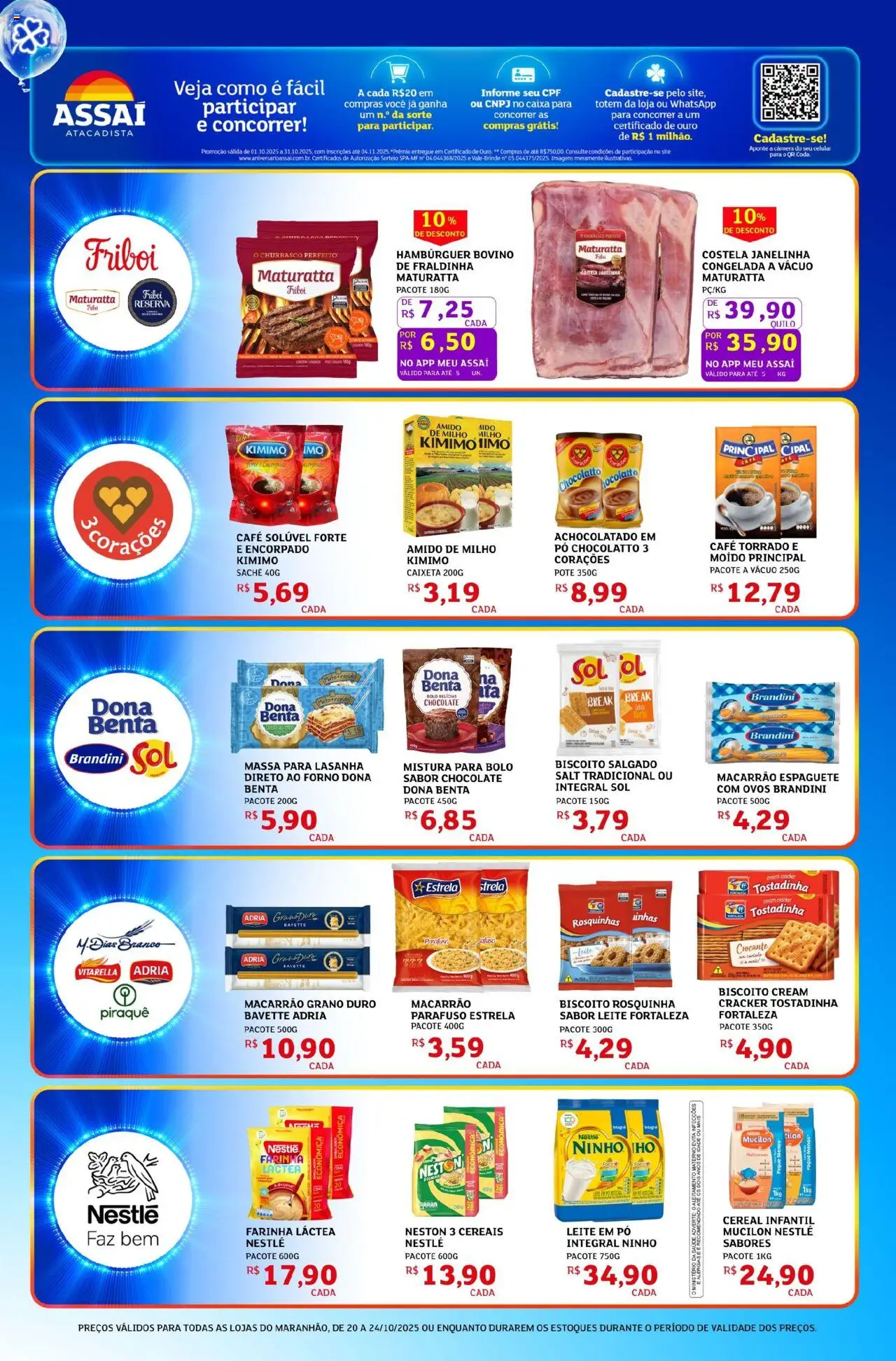 Assaí Atacadista Folheto - válido de 20.10.2025 | Página: 3 | Produtos: Espaguete, Pó, Ovos, Mistura para bolo