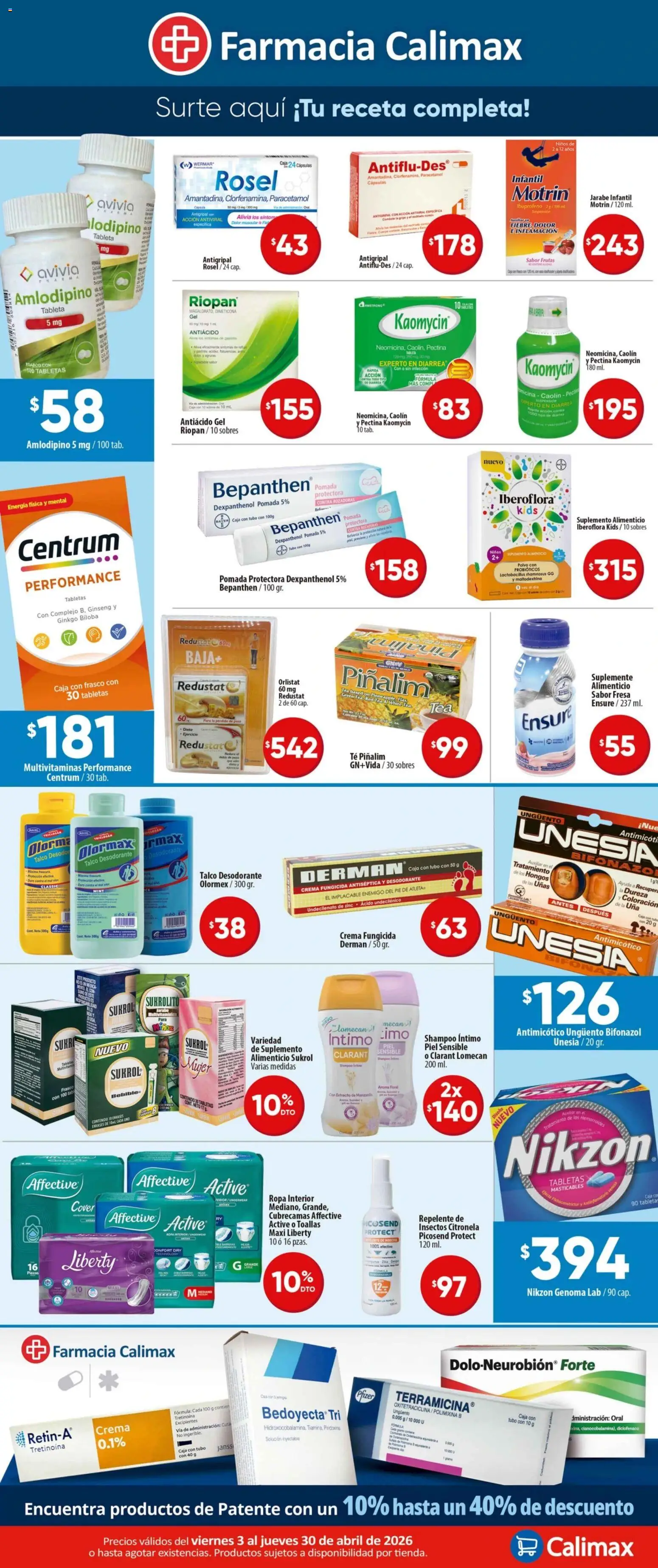 Nuevas ofertas de Calimax válidas en toda la República Mexicana desde el 03.04.2026. ¡Encuentra las mejores ofertas en Calimax folleto Farmacia! | Página: 2 | Productos: Desodorante, Fresa, Antigripal, Ropa