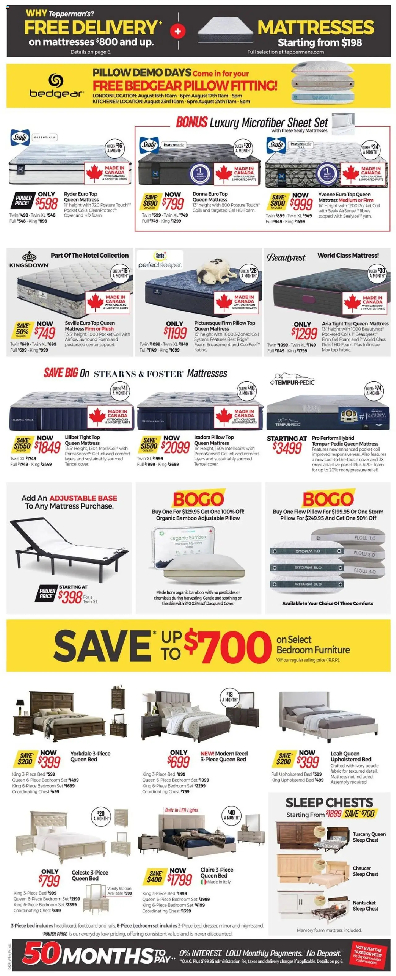Tepperman's flyer valid from 14.08.2025 | Page: 9 | Products: Bed, Mattress, Pillow, Mirror