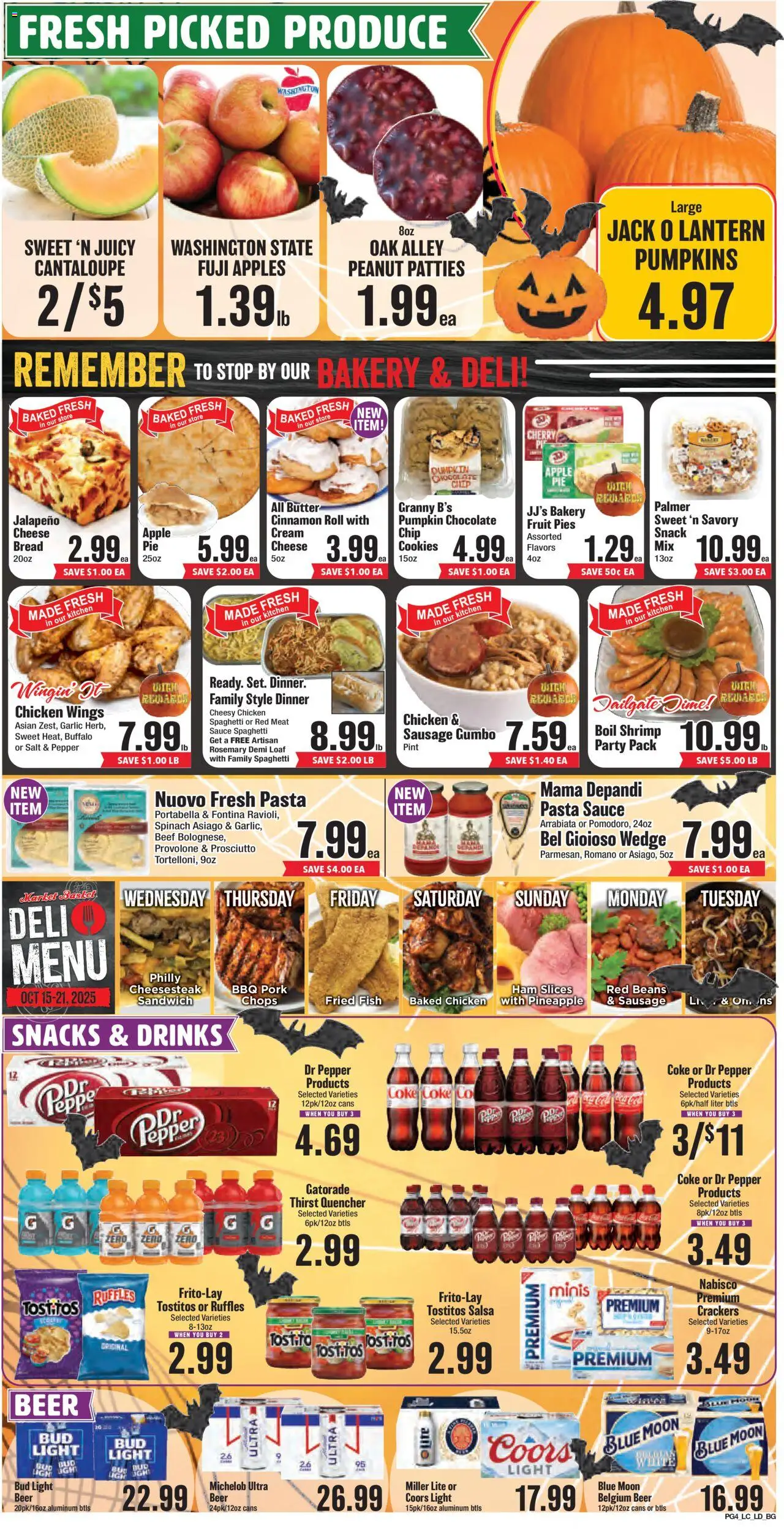 Market Basket Weekly Ad - valid from 15.10.2025 | Page: 4 | Products: Spinach, Bread, Fish, Cream