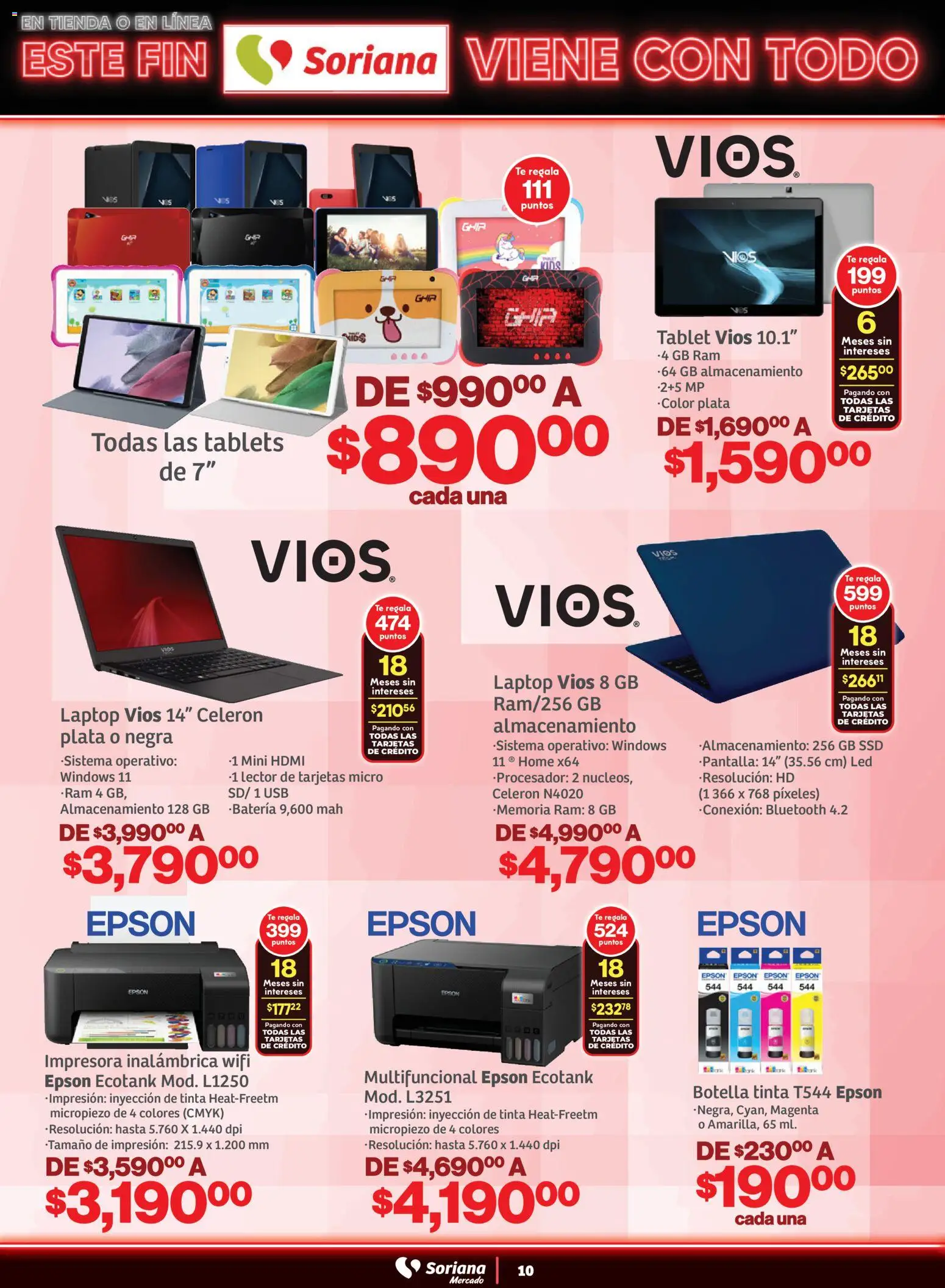 Nuevas ofertas de Soriana válidas en toda la República Mexicana desde el 29.10.2025. ¡Encuentra las mejores ofertas en Soriana - Este fin Soriana viene con todo Mercado Nacional! | Página: 10 | Productos: Usb, Tablet, Impresora, Té