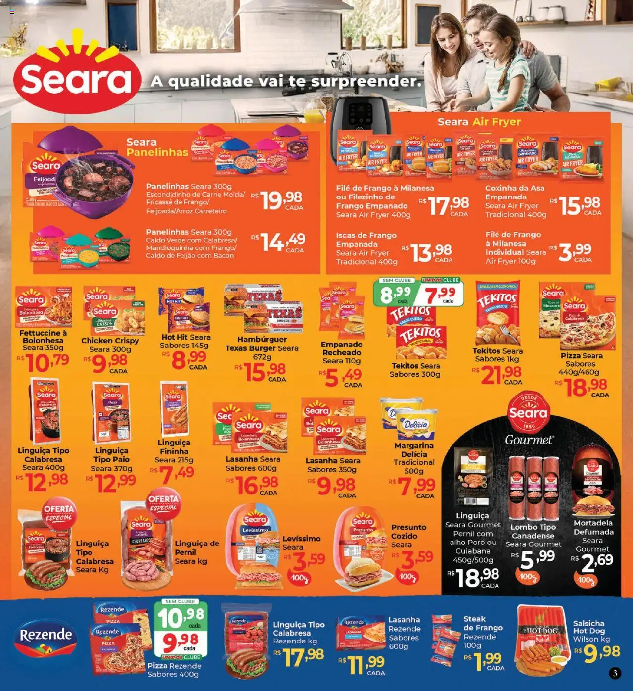Supermercados Unidos Folheto - válido de 15.09.2025 | Página: 3 | Produtos: Pizza Rezende, Salsicha, Filé de frango, Frango