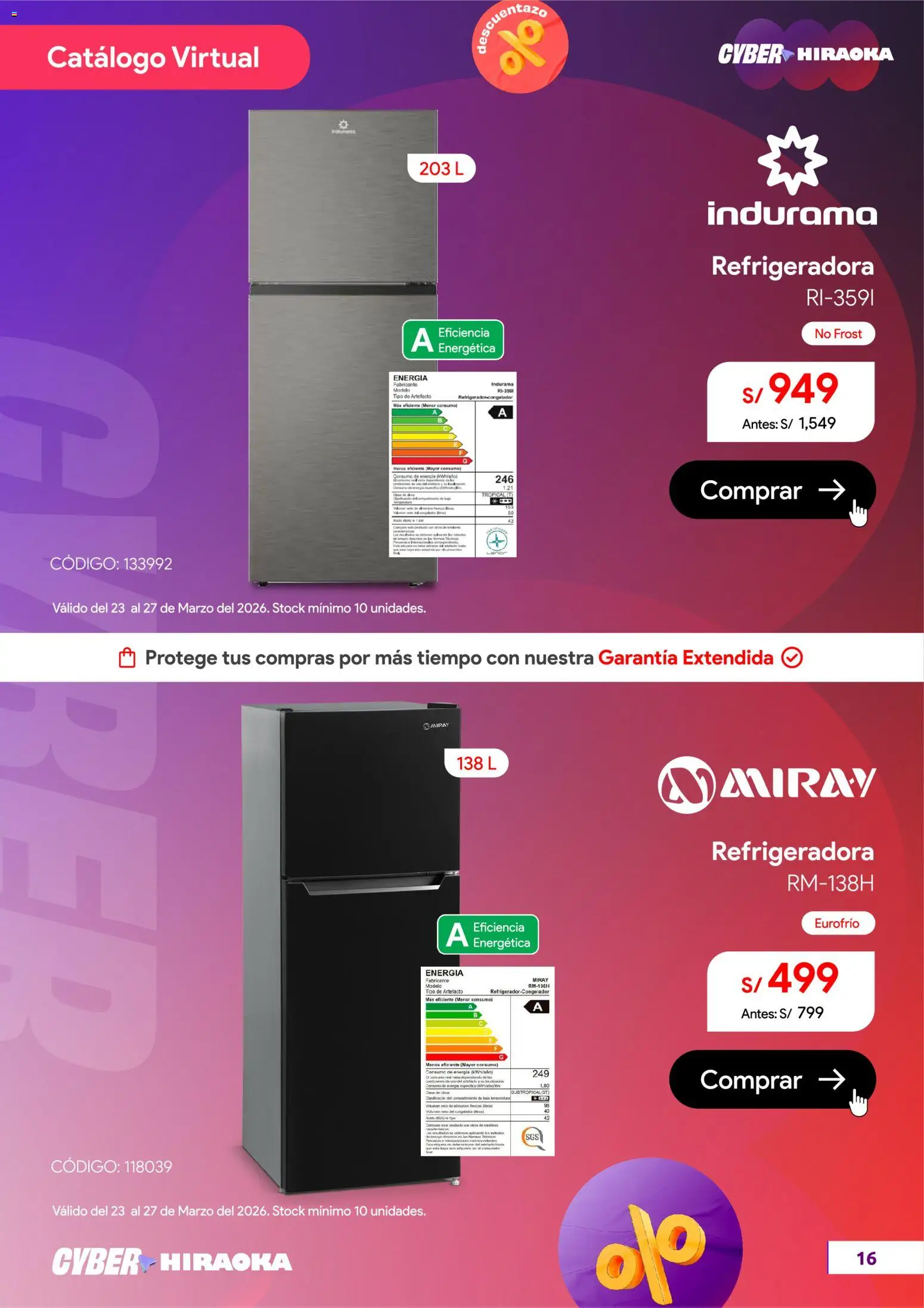 Catálogo Hiraoka válido desde 23.03.2026 | Página: 17 | Productos: Refrigerador, Congelador