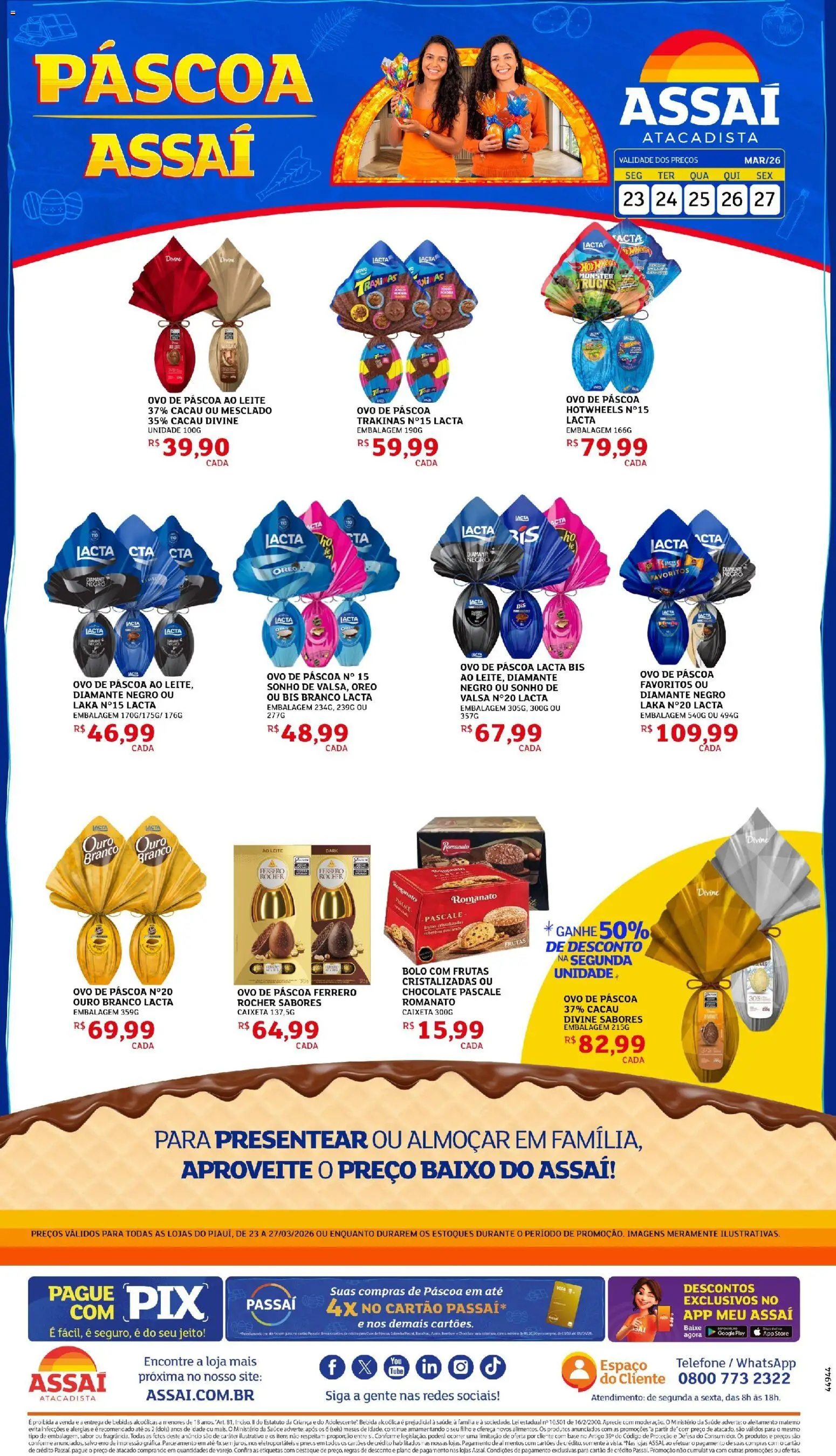 Assaí Atacadista Folheto - válido de 24.03.2026 | Página: 1 | Produtos: Ovo de páscoa, Leite, Pneus, Telefone