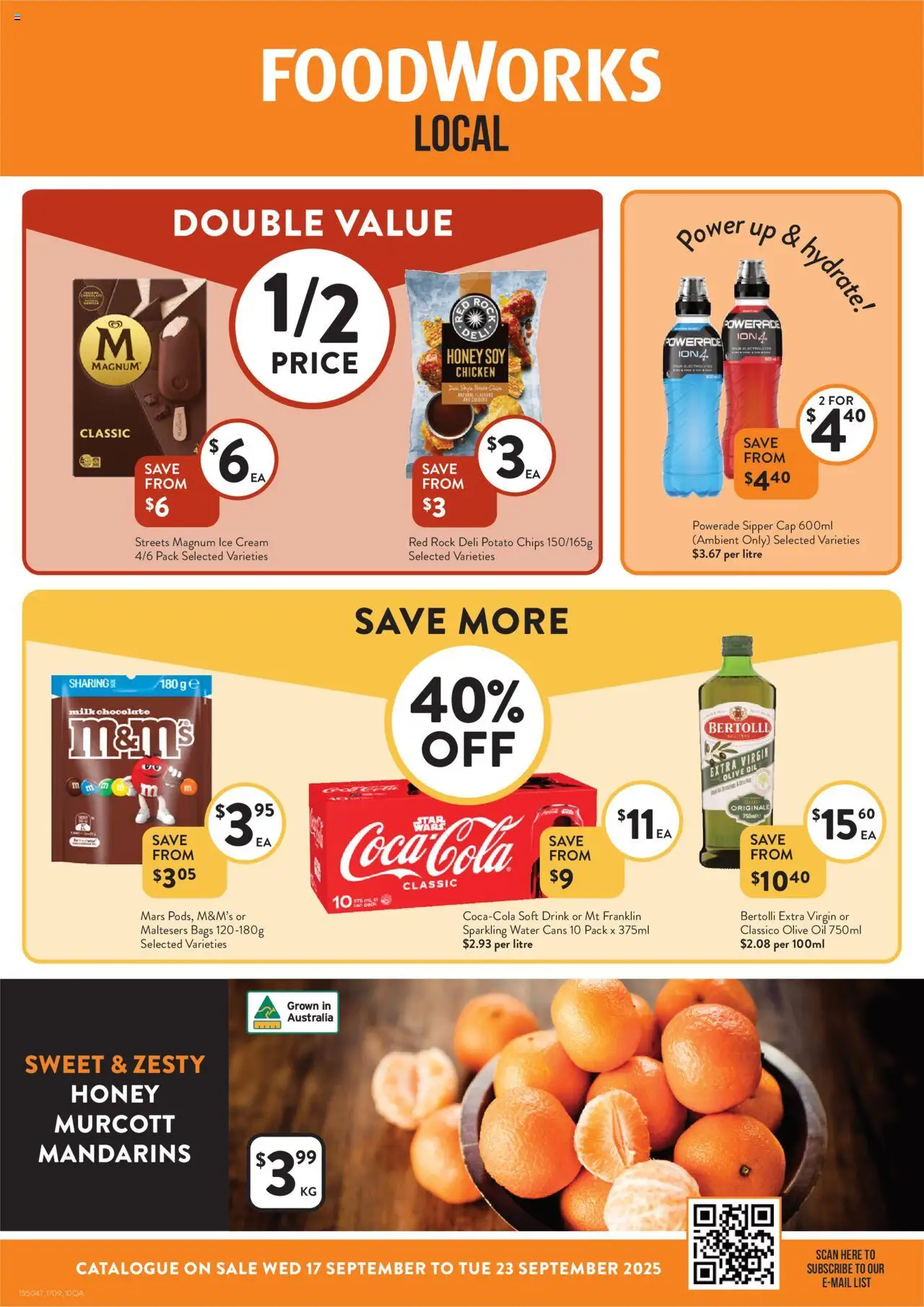 Foodworks catalogue - valid from 17.09.2025 | Page: 1 | Products: Oil, Chocolate, Honey, Cap