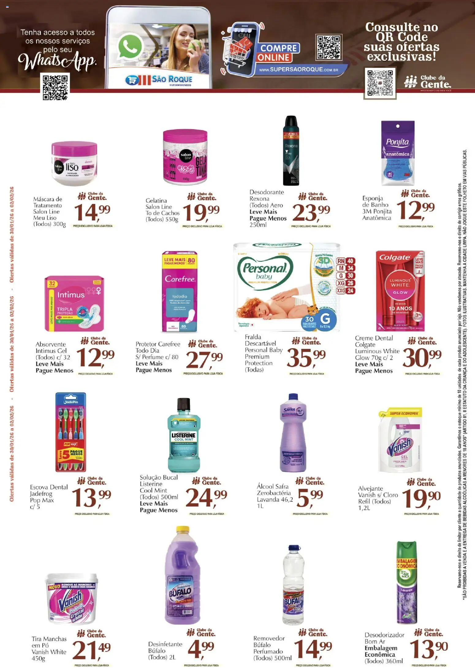 São Roque Supermercados Folheto - válido de 30.01.2026 | Página: 6 | Produtos: Esponja, Tira manchas, Rexona, Creme dental