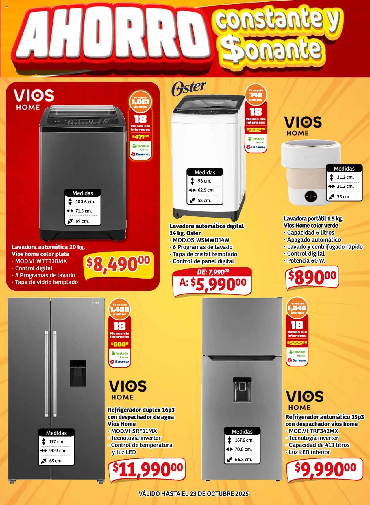 Nuevas ofertas de Soriana válidas en toda la República Mexicana desde el 16.10.2025. ¡Encuentra las mejores ofertas en Soriana - Pesito Valedor Mercado: Chih, Coah, Dur, NL, SLP, Tamps, Zac! | Página: 25 | Productos: Refrigerador, Agua, Lavadora, Té