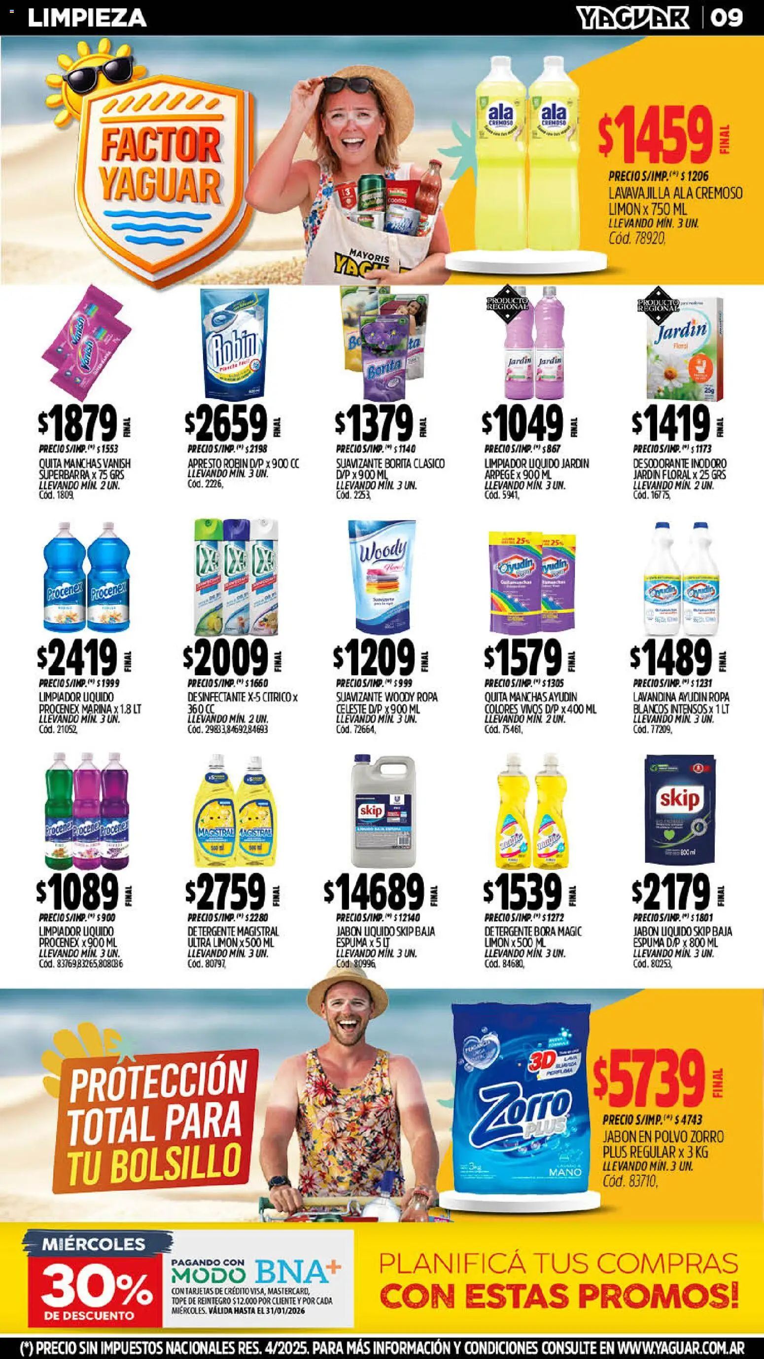 Yaguar - Oferta Semanal Salta │ válido desde el 19.01.2026 | Página: 9 | Productos: Desinfectante, Inodoro, Polvo, Limón
