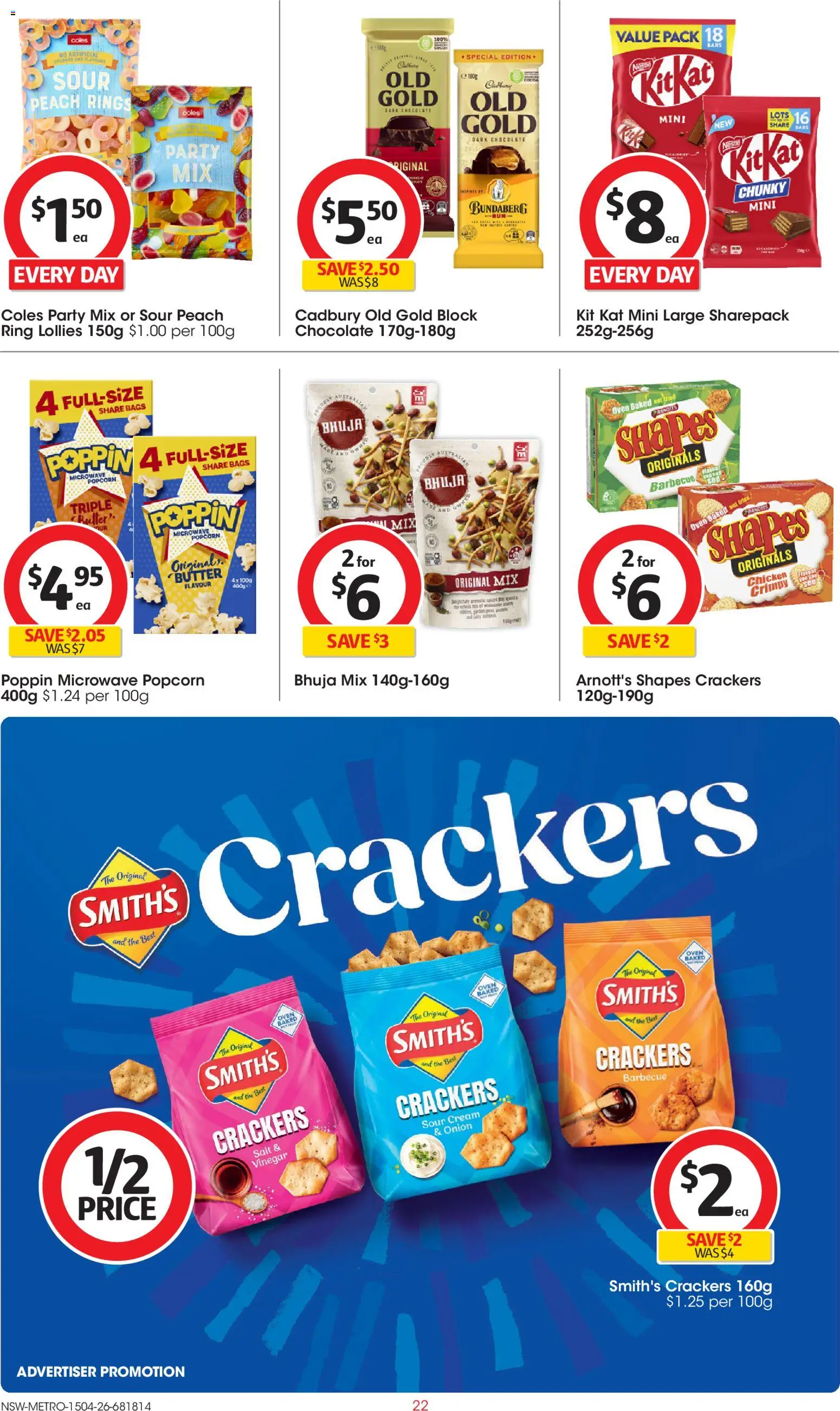 Coles catalogue - valid from 15.04.2026 | Page: 22 | Products: Cream, Popcorn, Peach, Oven