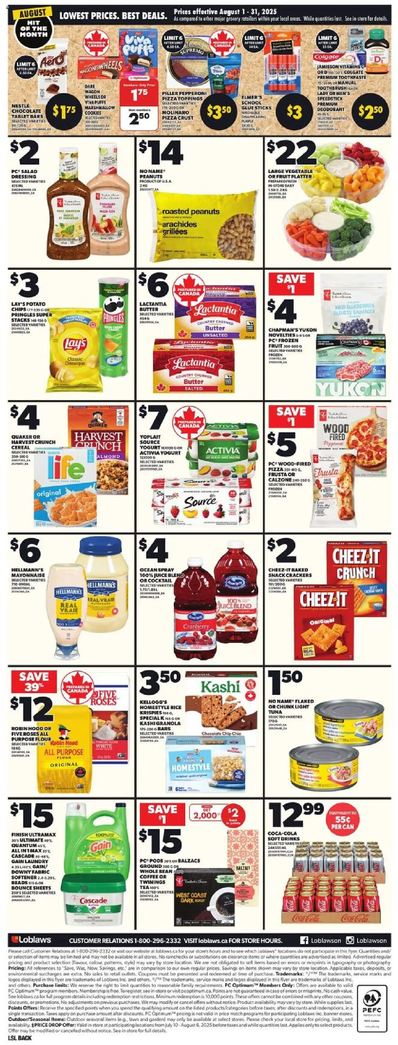 Loblaws flyer valid from 31.07.2025 | Page: 4 | Products: Cookies, Deodorant, Yogurt, Chocolate