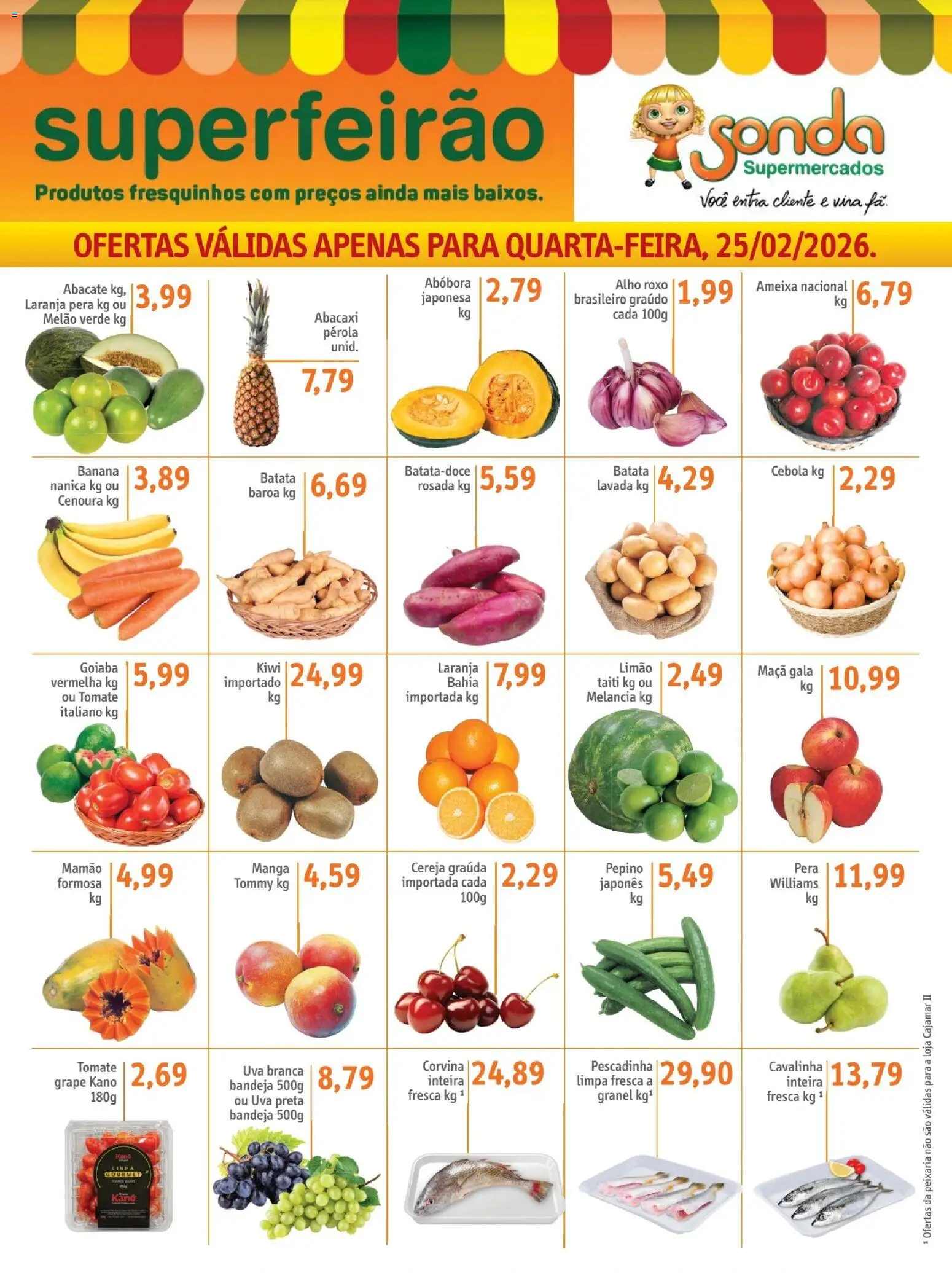 Sonda Folheto - válido de 25.02.2026 | Página: 1 | Produtos: Pera, Abóbora, Cebola, Cenoura