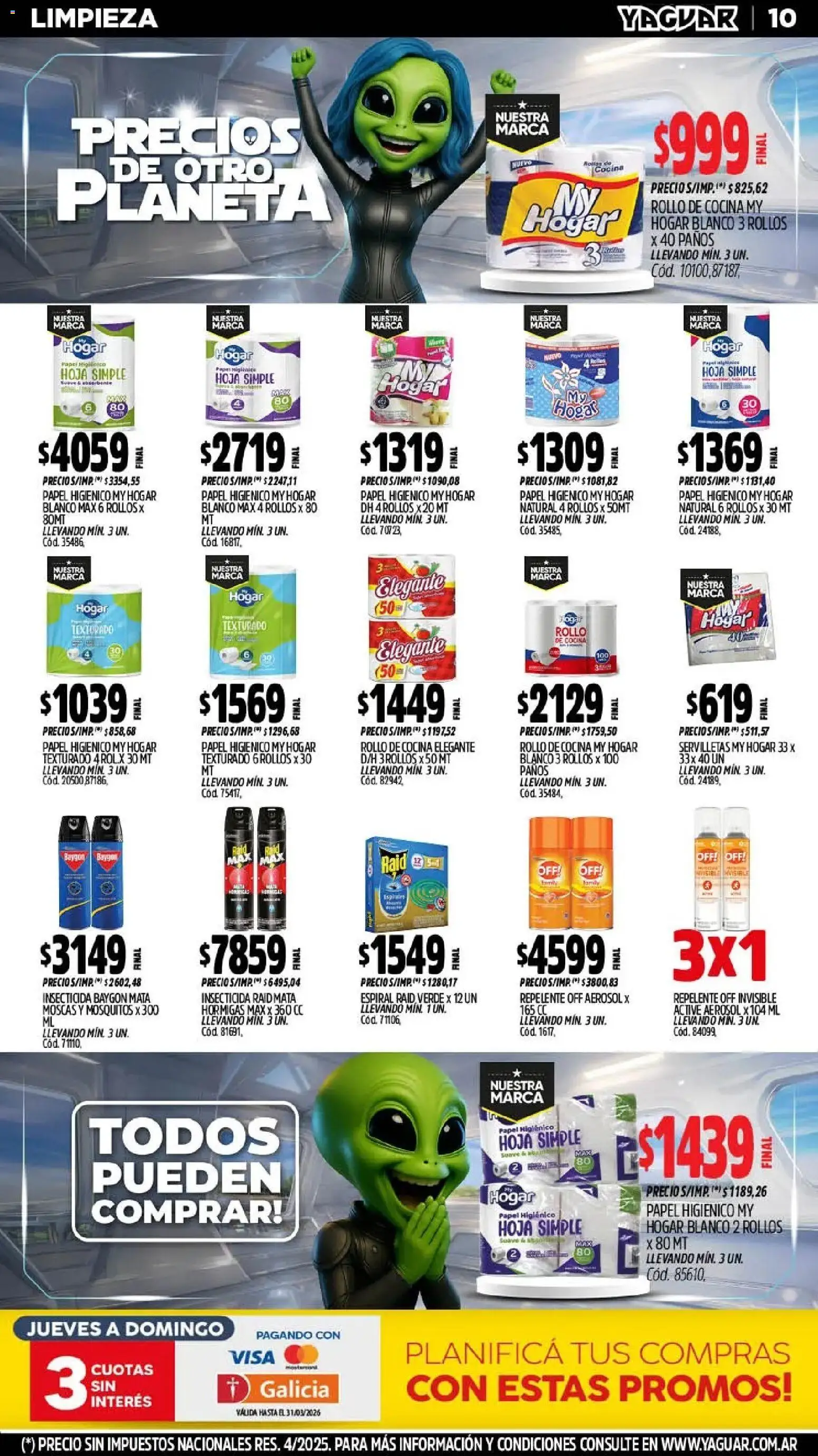 Yaguar - Oferta Semanal Mar del Plata │ válido desde el 02.03.2026 | Página: 10 | Productos: Mata moscas, Papel higiénico, Cocina, Servilletas