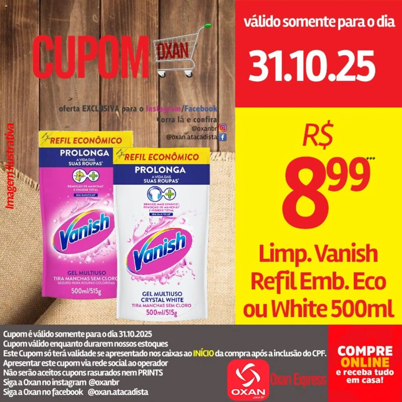 Oxan Atacadista Folheto - válido de 31.10.2025 | Página: 14 | Produtos: Cloro, Tira manchas, Roupas, Vanish