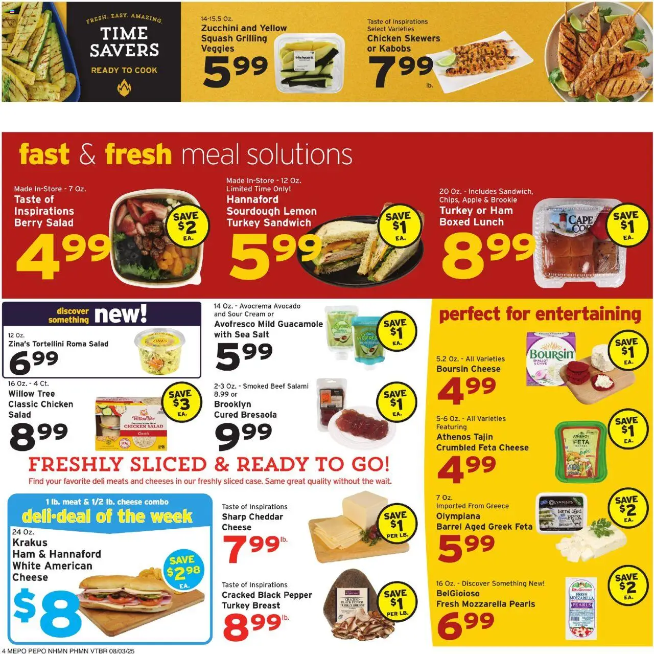Hannaford Weekly Ad - valid from 03.08.2025 | Page: 4 | Products: Zucchini, Cream, Salad, Salt