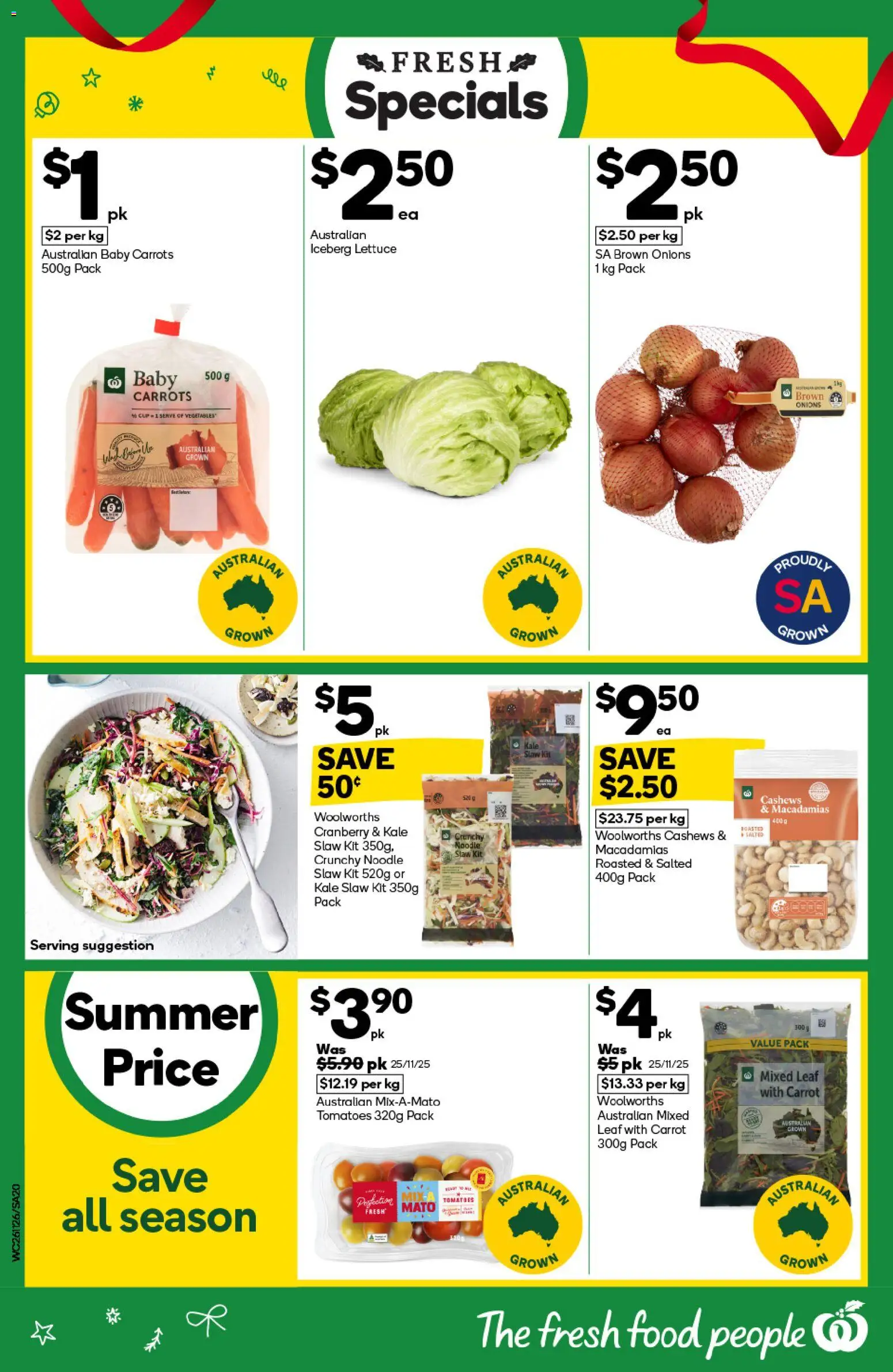 Woolworths catalogue - valid from 26.11.2025 | Page: 20 | Products: Lettuce, Tomatoes, Carrots, Onions