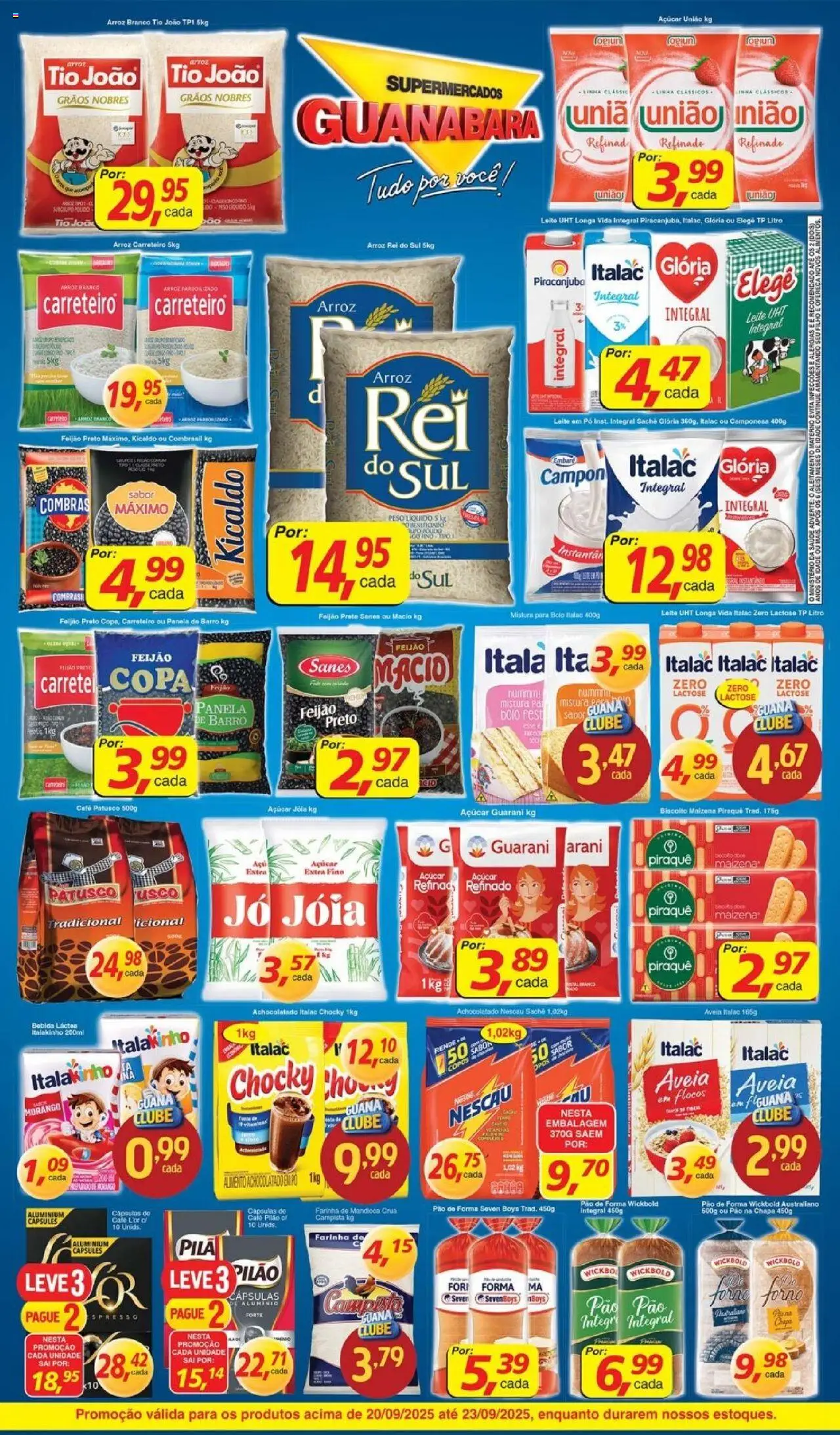 Supermercados Guanabara Folheto - válido de 20.09.2025 | Página: 6 | Produtos: Mandioca, Farinha de mandioca, Panela, Copos