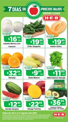 Vista previa de H-E-B - Folleto Precios Bajos, nuevo folleto de la tienda, válido en México a partir del 05.08.2025
