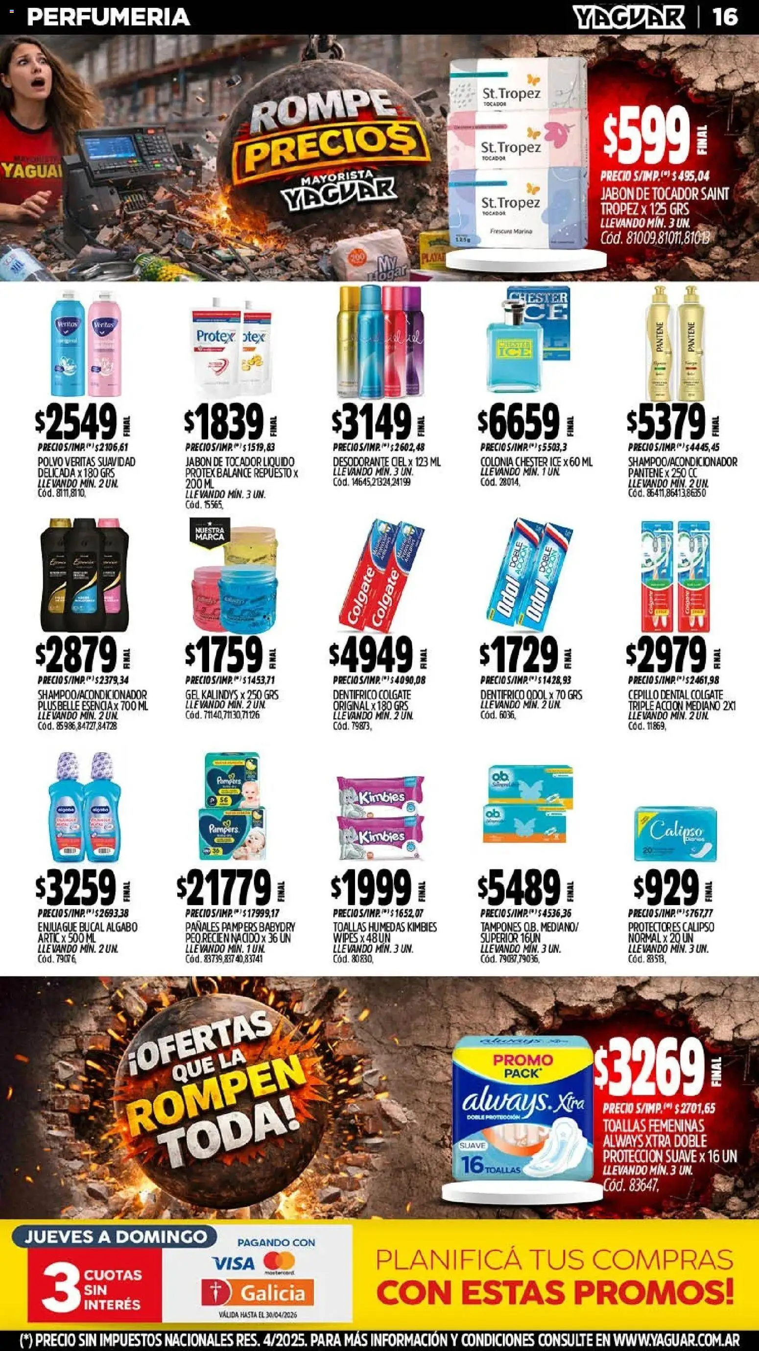 Yaguar - Oferta Semanal Misiones │ válido desde el 13.04.2026 | Página: 16 | Productos: Polvo, Cepillo, Desodorante, Enjuague bucal