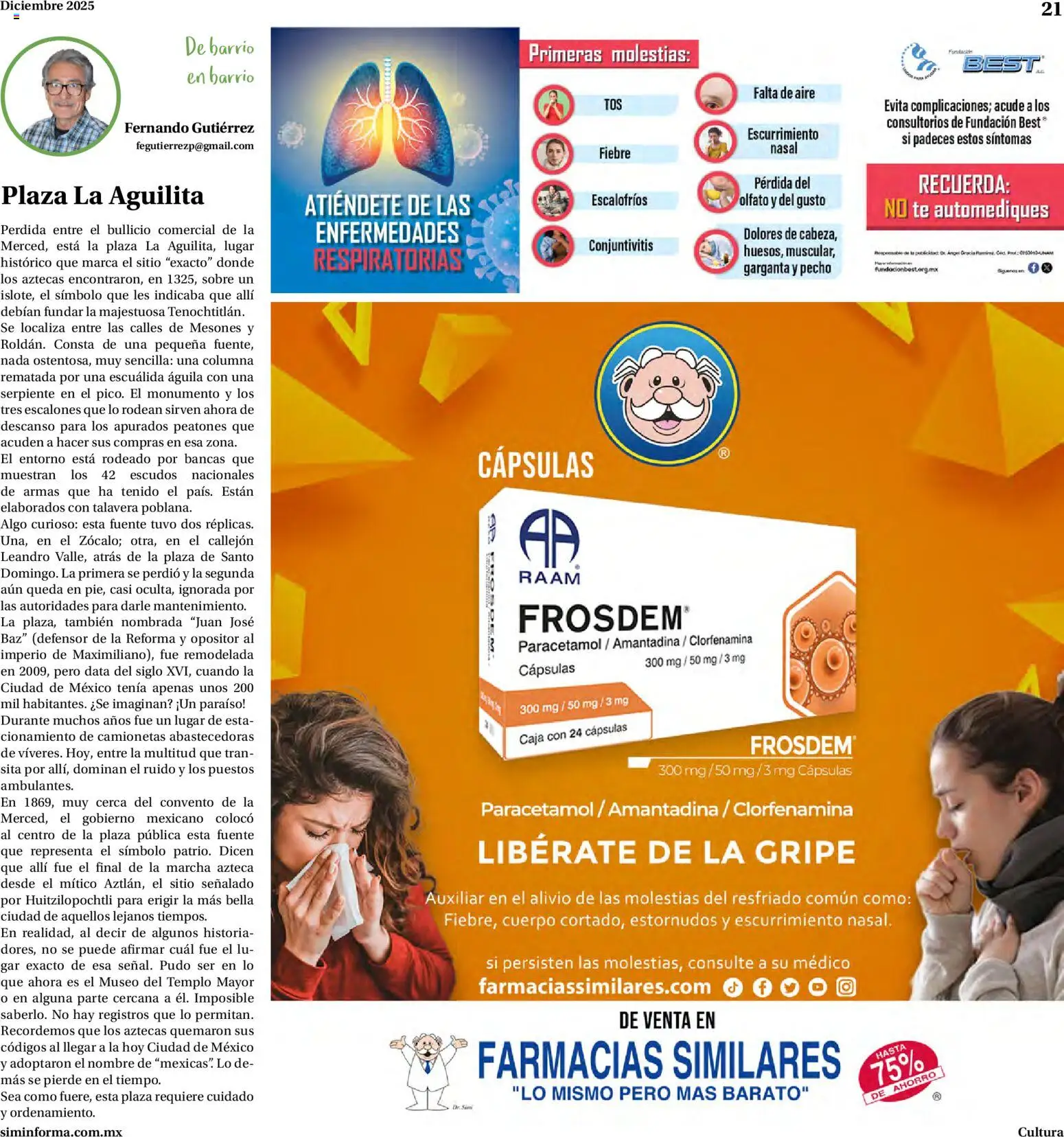 Nuevas ofertas de Farmacias Similares válidas en toda la República Mexicana desde el 01.12.2025. ¡Encuentra las mejores ofertas en Farmacias Similares catálogo! | Página: 21 | Productos: Fuente, Té, Caja, Sobre