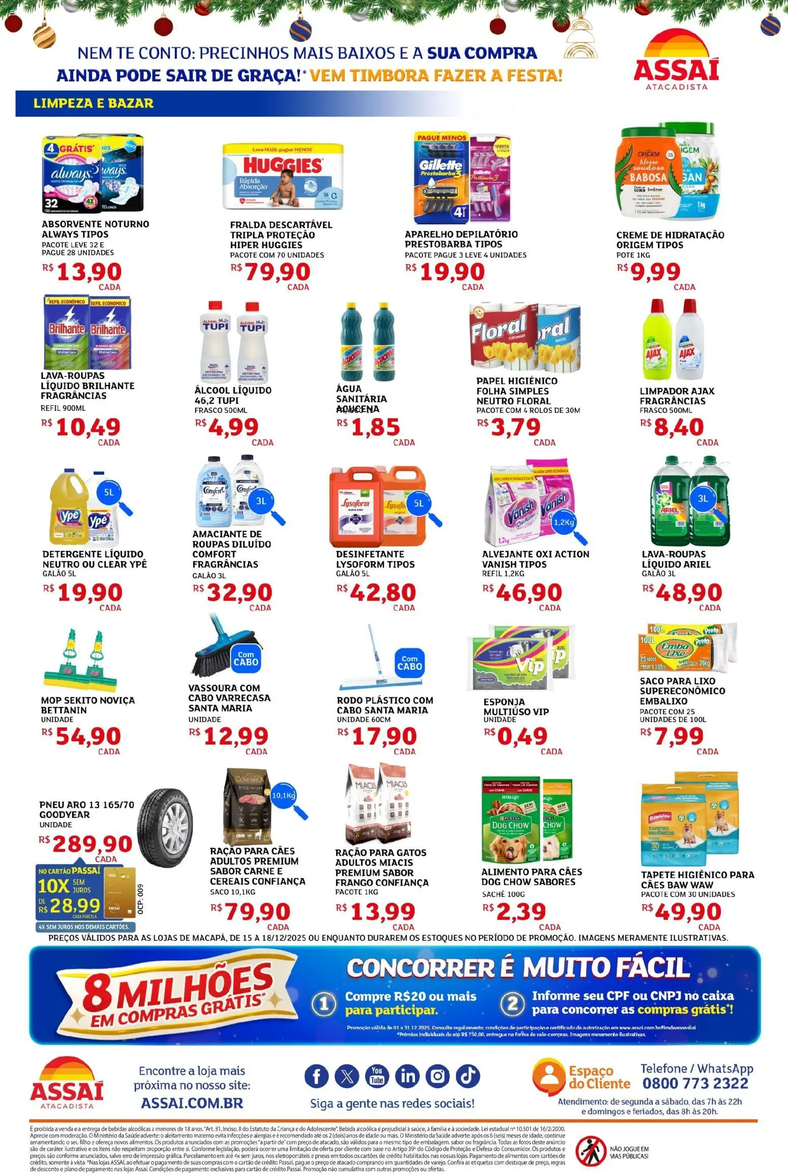 Assaí Atacadista Folheto - válido de 15.12.2025 | Página: 3 | Produtos: Pneu, Alvejante, Detergente, Frango