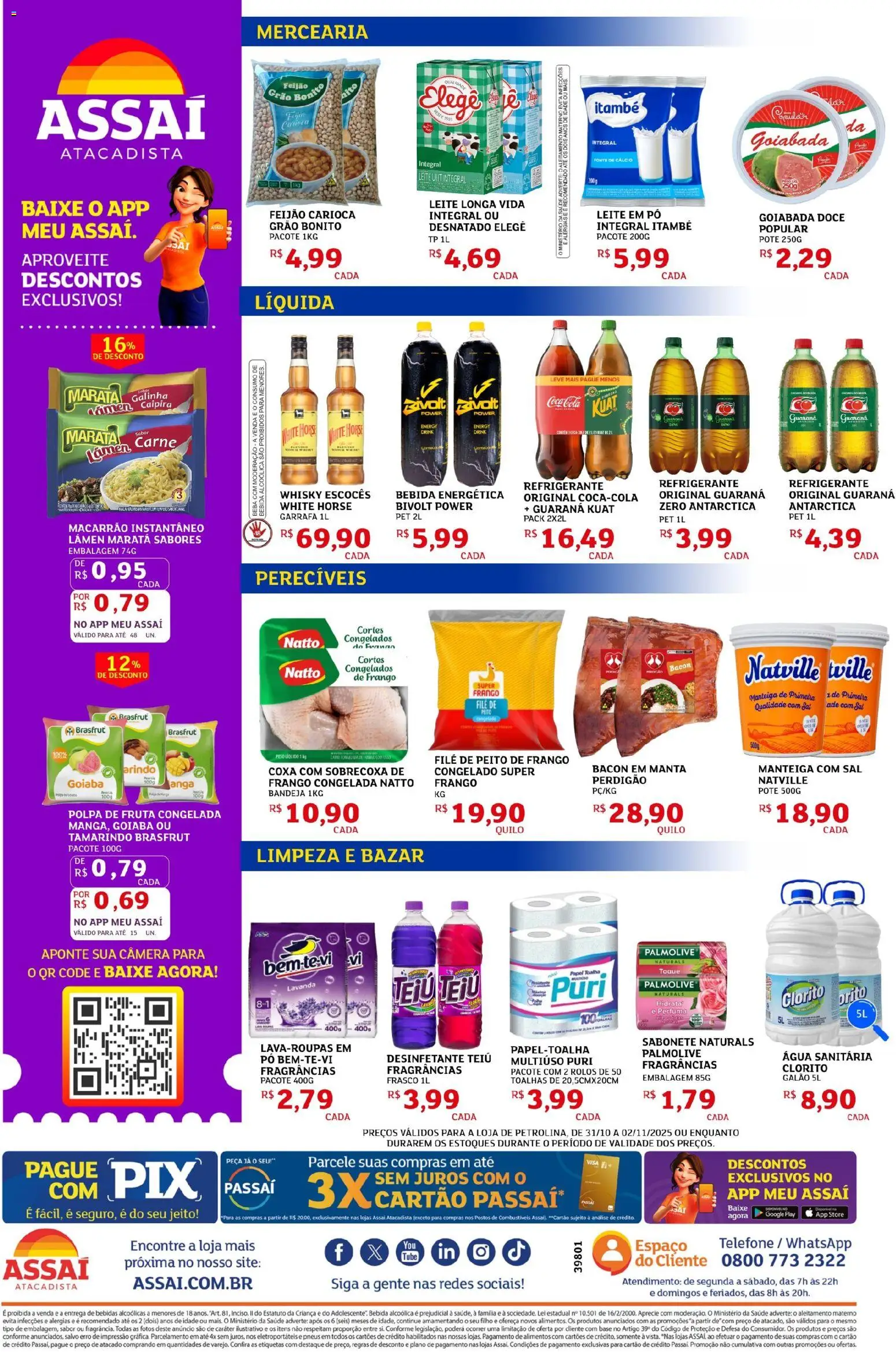 Assaí Atacadista Folheto - válido de 31.10.2025 | Página: 2 | Produtos: Feijão, Telefone, Goiabada, Câmera