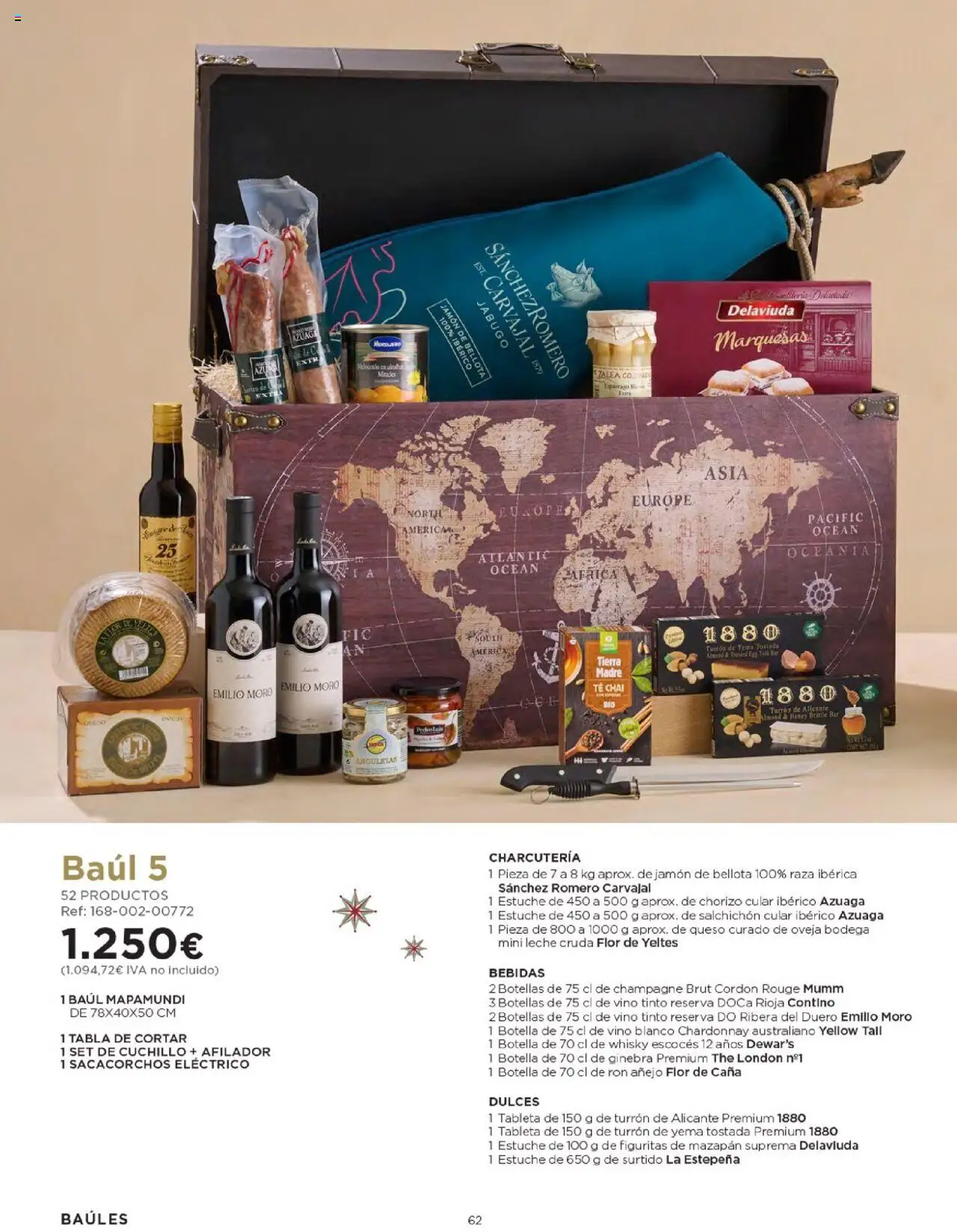 Nuevas ofertas de El Corte Inglés válidas en toda la República Mexicana desde el 03.10.2025. ¡Encuentra las mejores ofertas en El Corte Inglés - Catálogo Cestas Navidad 2025! | Página: 62 | Productos: Chorizo, Dulces, Ginebra, Whisky