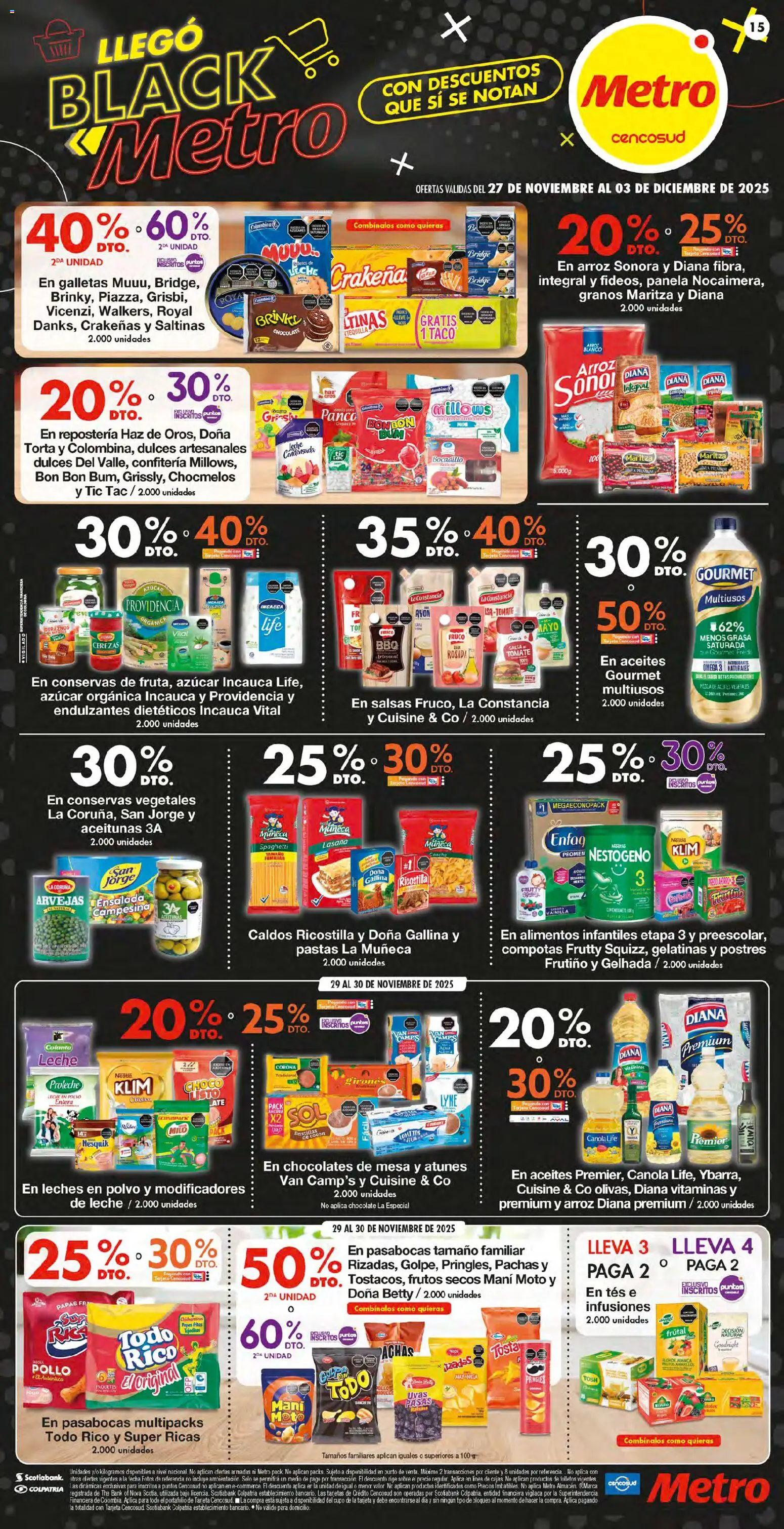 Metro revista - valida desde el 27.11.2025 | Página: 15 | Productos: Lentejas, Mani, Harina, Chocolate