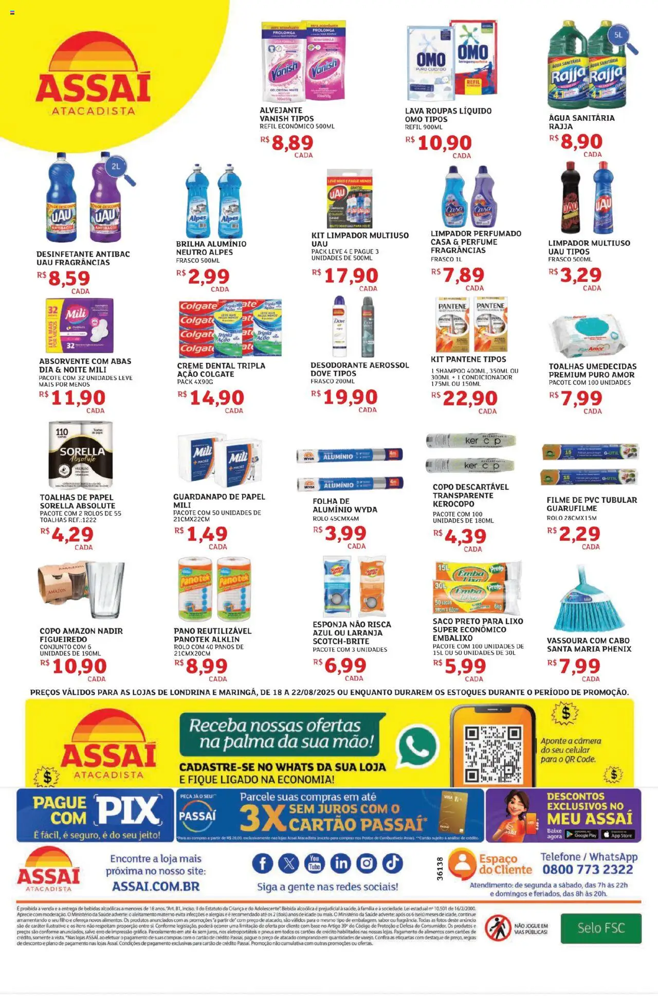 Assaí Atacadista Folheto - válido de 18.08.2025 | Página: 4 | Produtos: Rolo, Desinfetante, Vassoura, Guardanapo