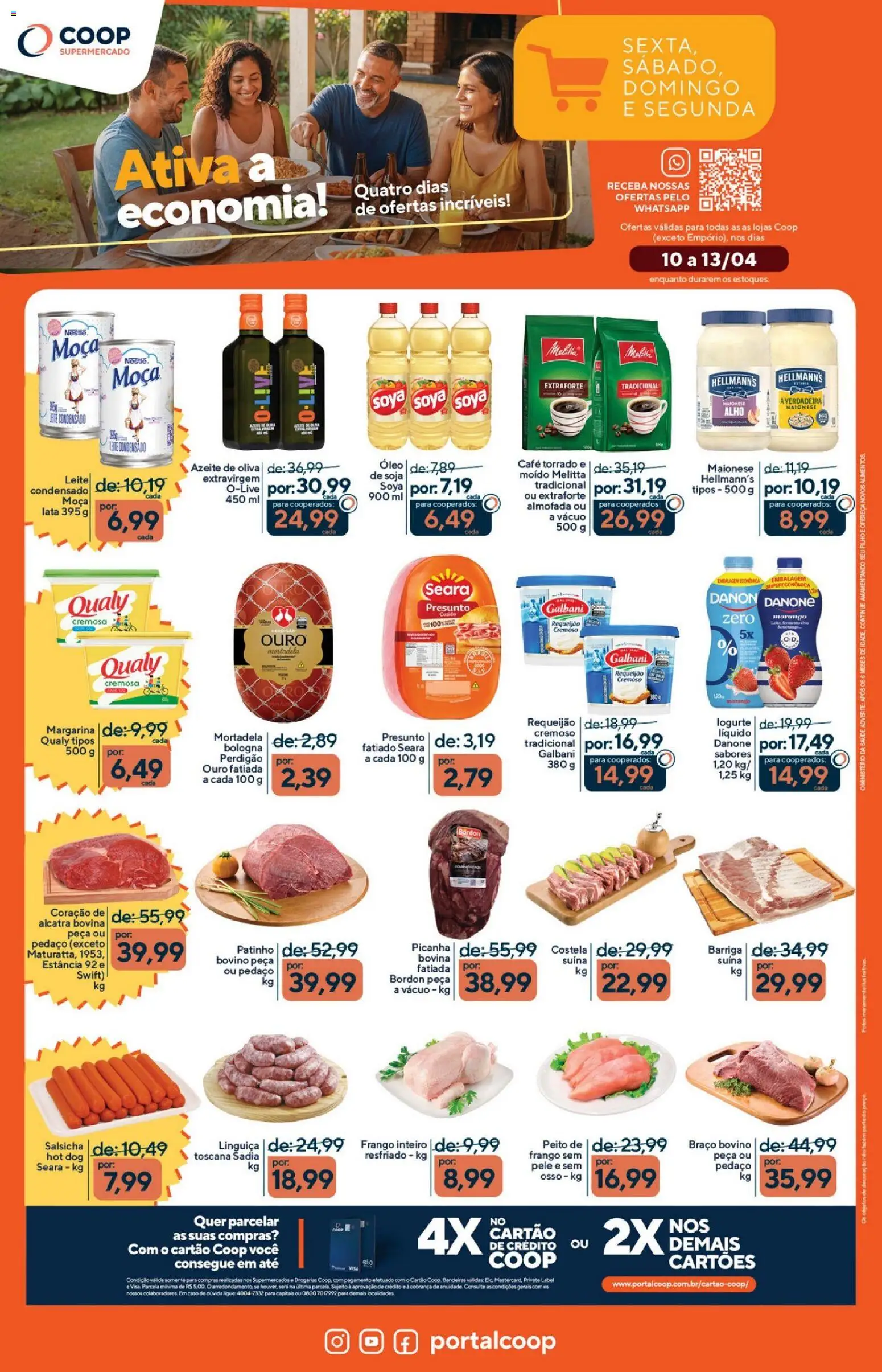 Coop Folheto - válido de 10.04.2026 | Página: 1 | Produtos: Salsicha, Óleo, Presunto, Requeijão