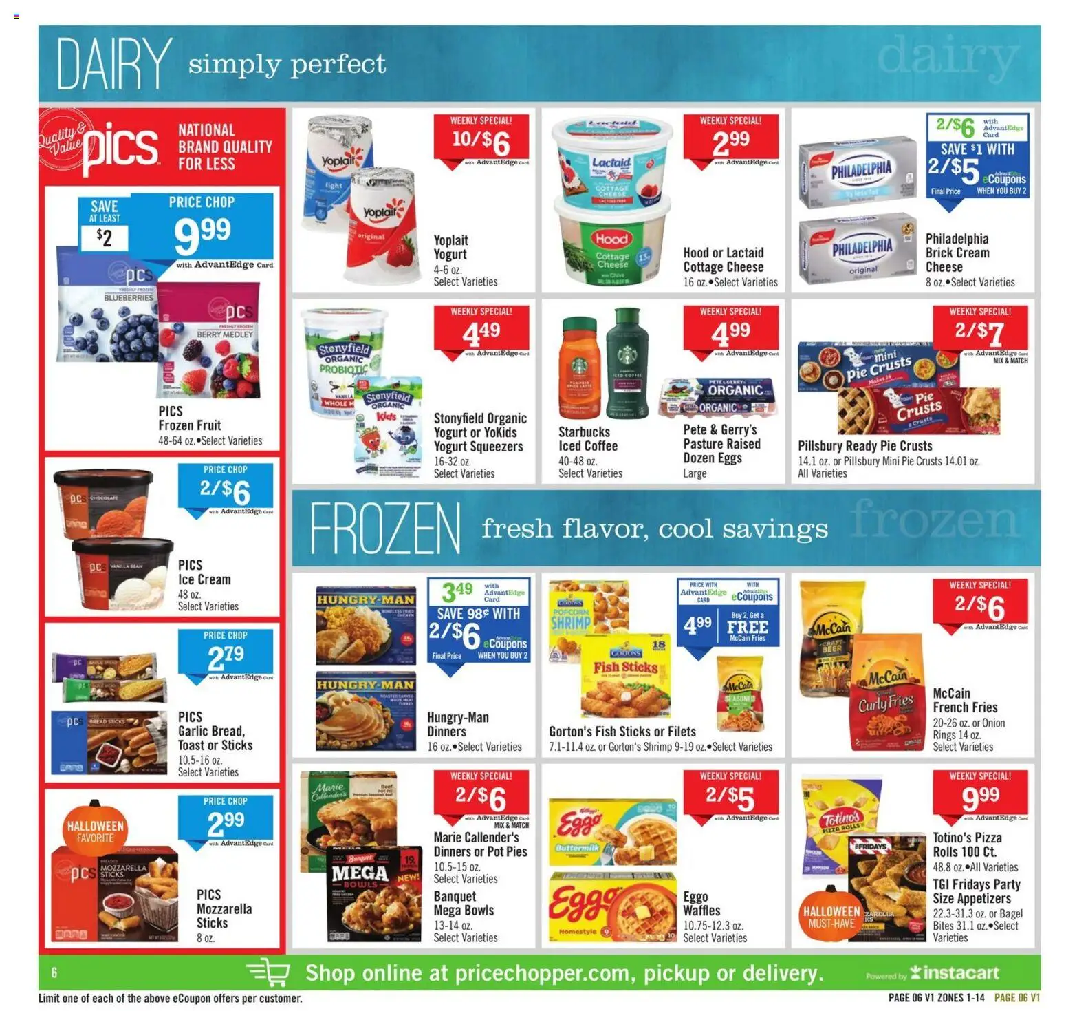 Price Chopper Weekly Ad - valid from 26.10.2025 | Page: 6 | Products: Chocolate, Pizza, Cottage cheese, Blueberries