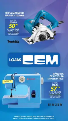 Lojas Cem - Ofertas atuais - Pré-Visualização do folheto da loja Lojas Cem, válido de 01.04.2026 | Página: 117 | Produtos: Máquina de costura, Carne