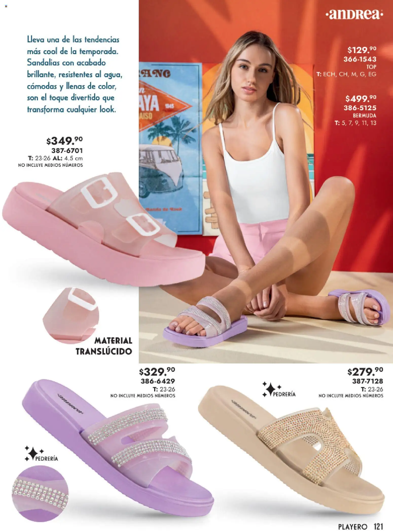 Nuevas ofertas de Andrea válidas en toda la República Mexicana desde el 25.01.2026. ¡Encuentra las mejores ofertas en Andrea catálogo Calzado Dama! | Página: 121 | Productos: Sandalias, Bermuda