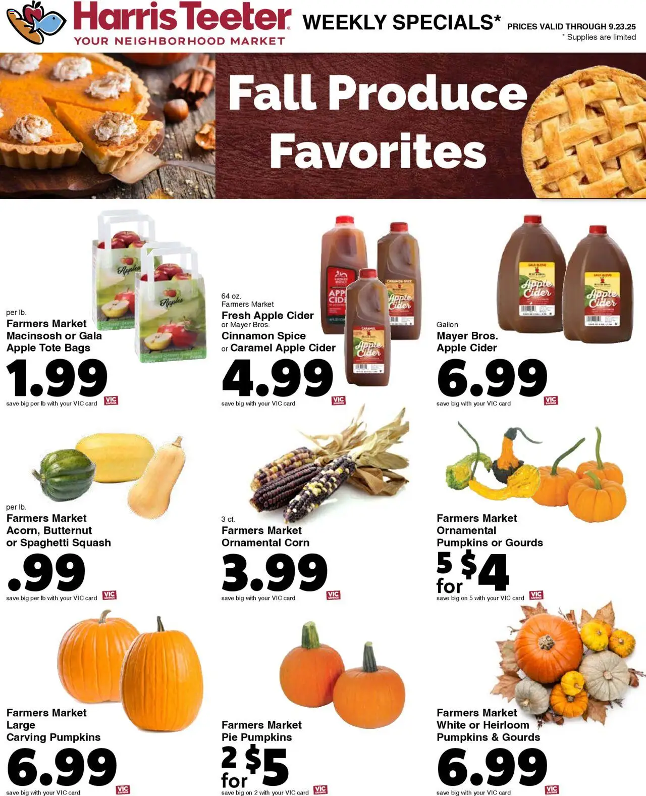 Harris Teeter Weekly Ad - valid from 17.09.2025 | Page: 13 | Products: Cider, Corn, Squash