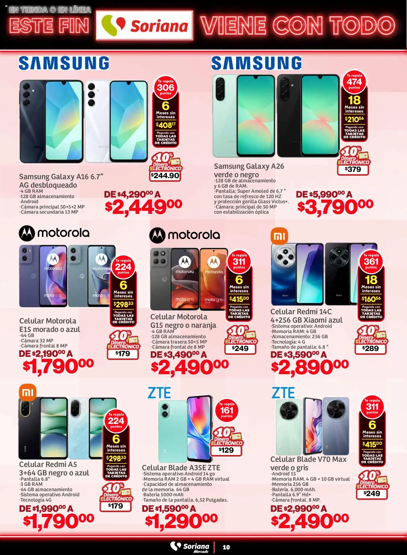 Nuevas ofertas de Soriana válidas en toda la República Mexicana desde el 05.11.2025. ¡Encuentra las mejores ofertas en Soriana - Este fin Soriana viene con todo Mercado Nacional! | Página: 10 | Productos: Refresco, Cámara, Té