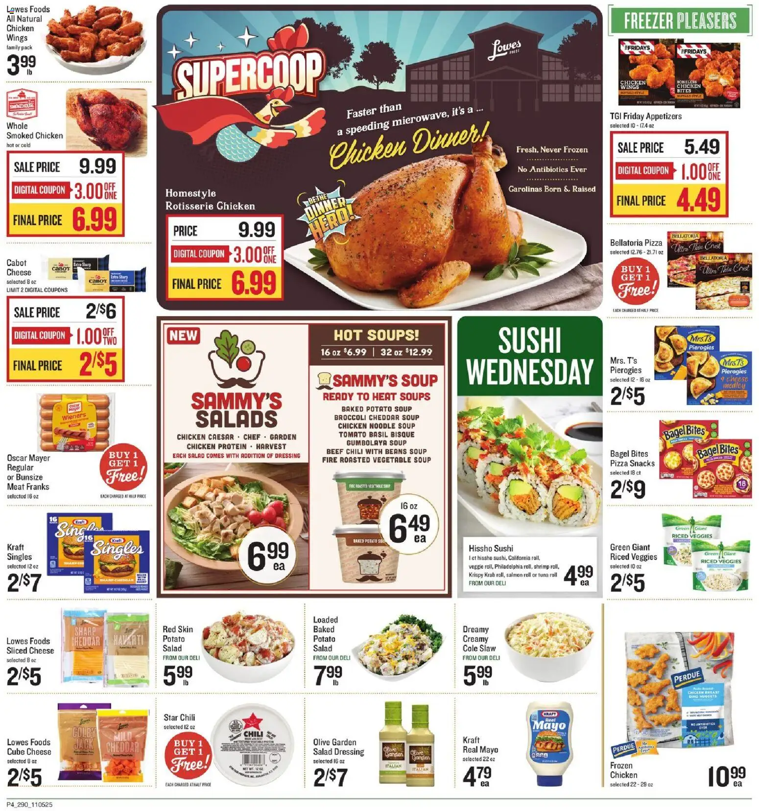 Lowes Foods Weekly Ad - SC - valid from 05.11.2025 | Page: 5 | Products: Broccoli, Pizza, Beef, Freezer