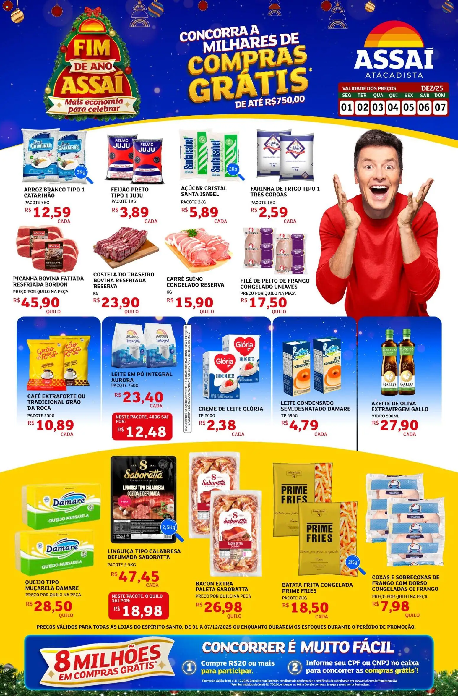 Assaí Atacadista Folheto - válido de 01.12.2025 | Página: 1 | Produtos: Leite, Creme, Azeite, Peito de frango