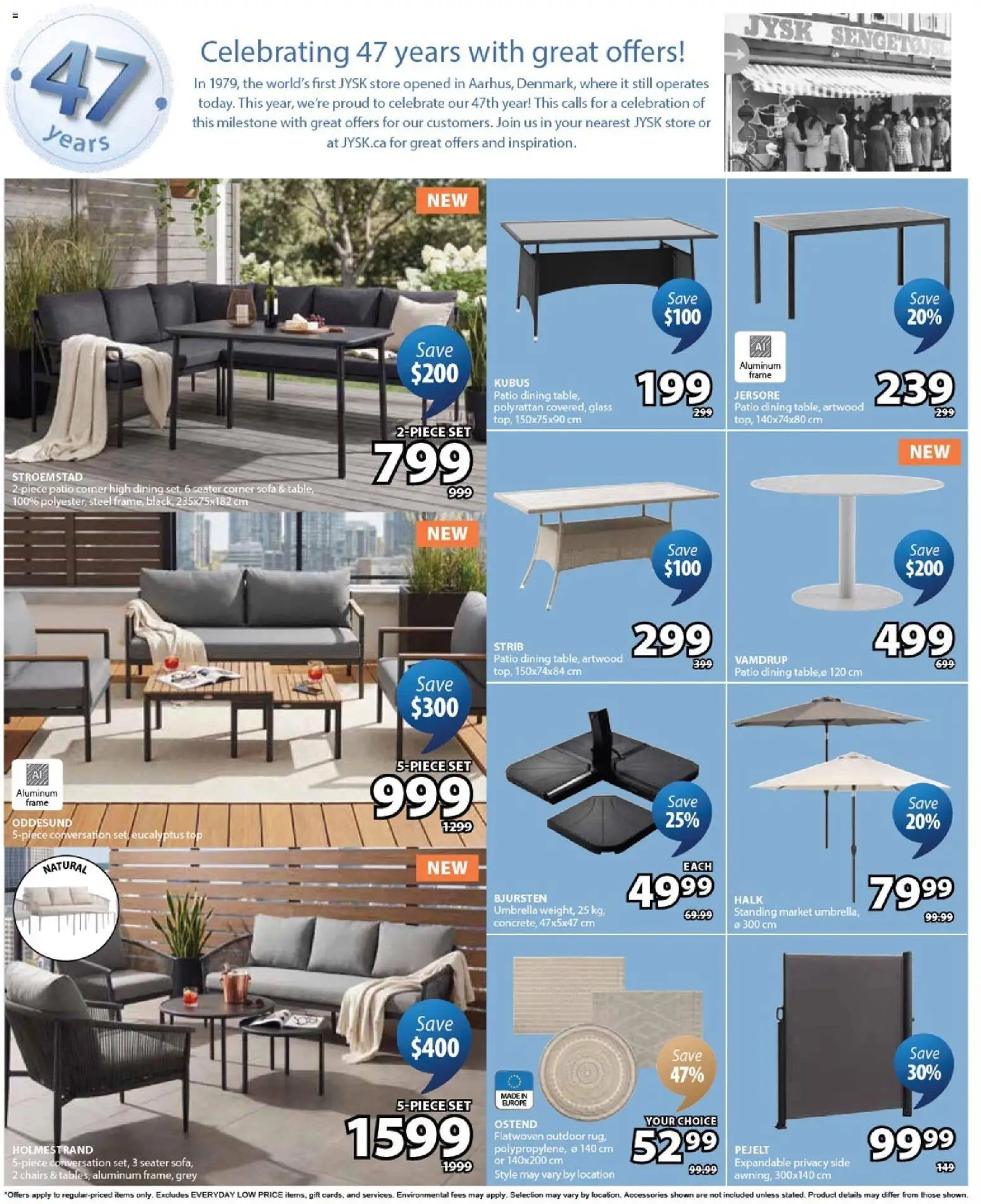JYSK flyer valid from 09.04.2026 | Page: 4 | Products: Umbrella, Sofa