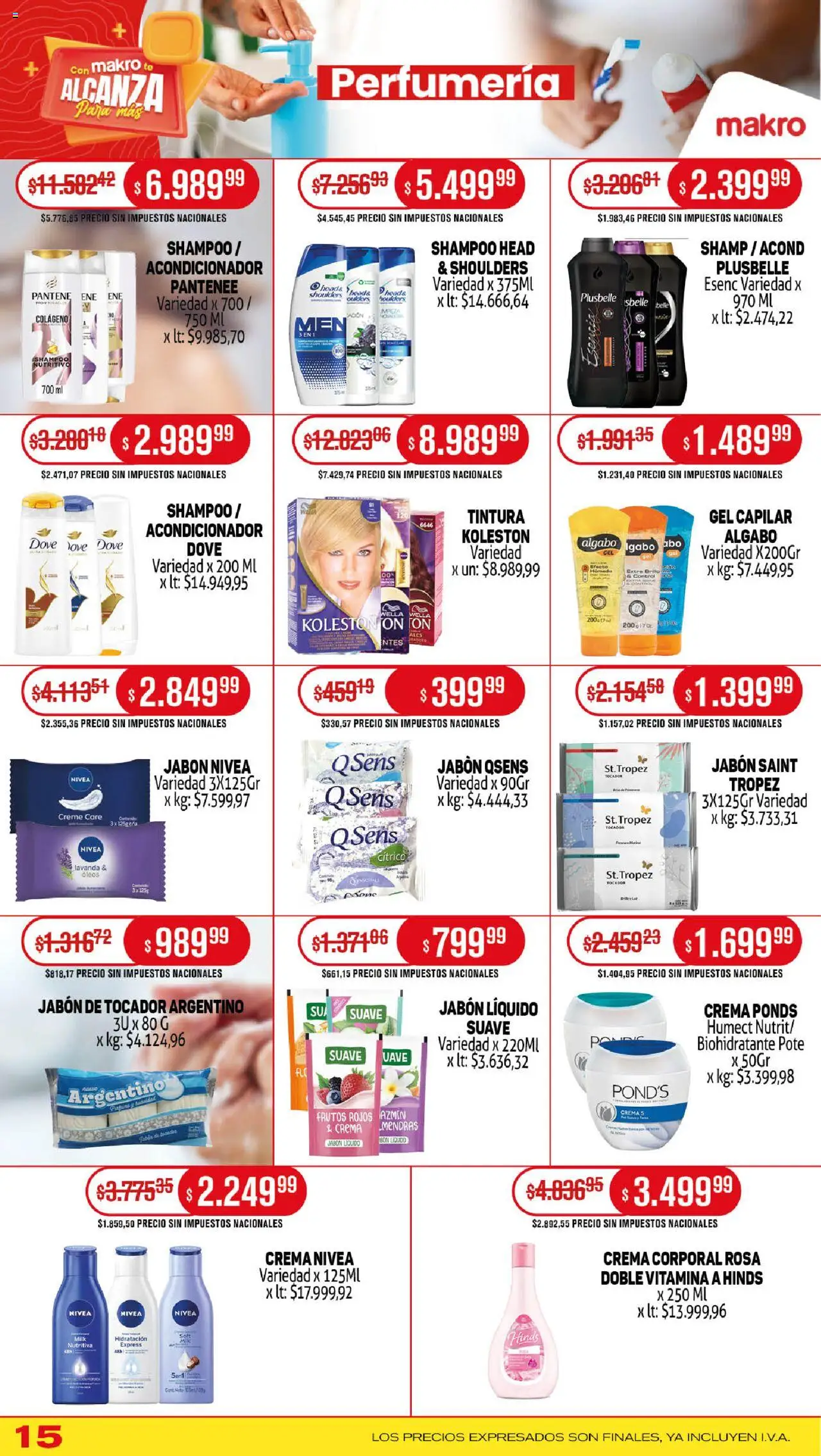 Makro ofertas │ válido desde el 14.08.2025 | Página: 15 | Productos: Acondicionador, Jabón, Té, Crema