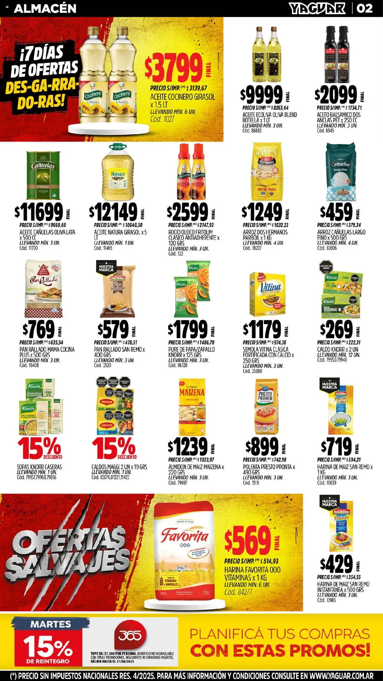 Yaguar - Chaco │ válido desde el 11.08.2025 | Página: 2 | Productos: Vitaminas, Maiz, Polenta, Arroz