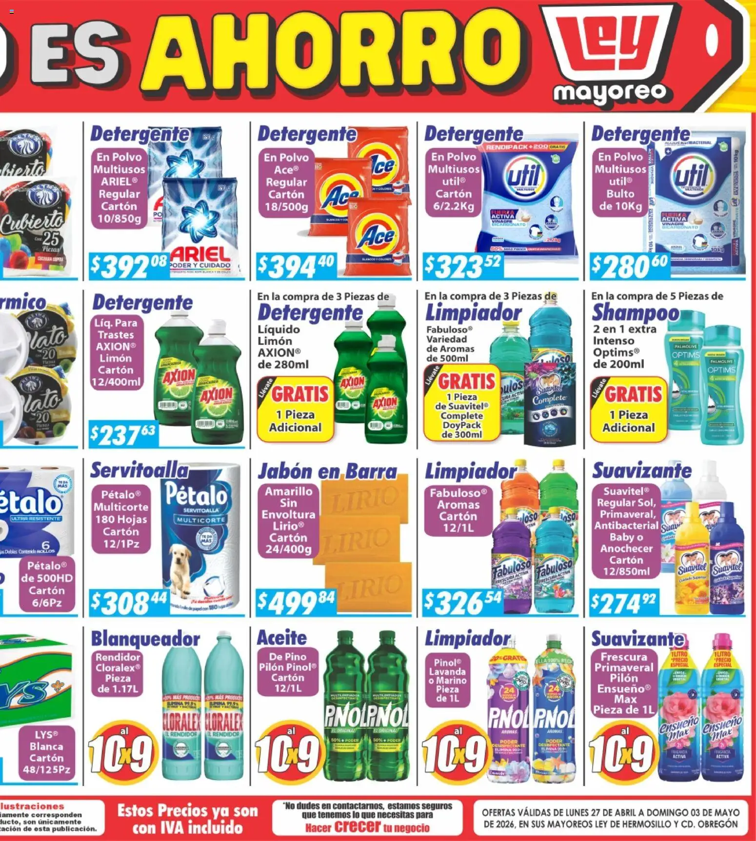 Nuevas ofertas de Casa Ley válidas en toda la República Mexicana desde el 27.04.2026. ¡Encuentra las mejores ofertas en Casa Ley folleto Hermosillo! | Página: 4 | Productos: Limón, Desinfectante, Barra, Polvo