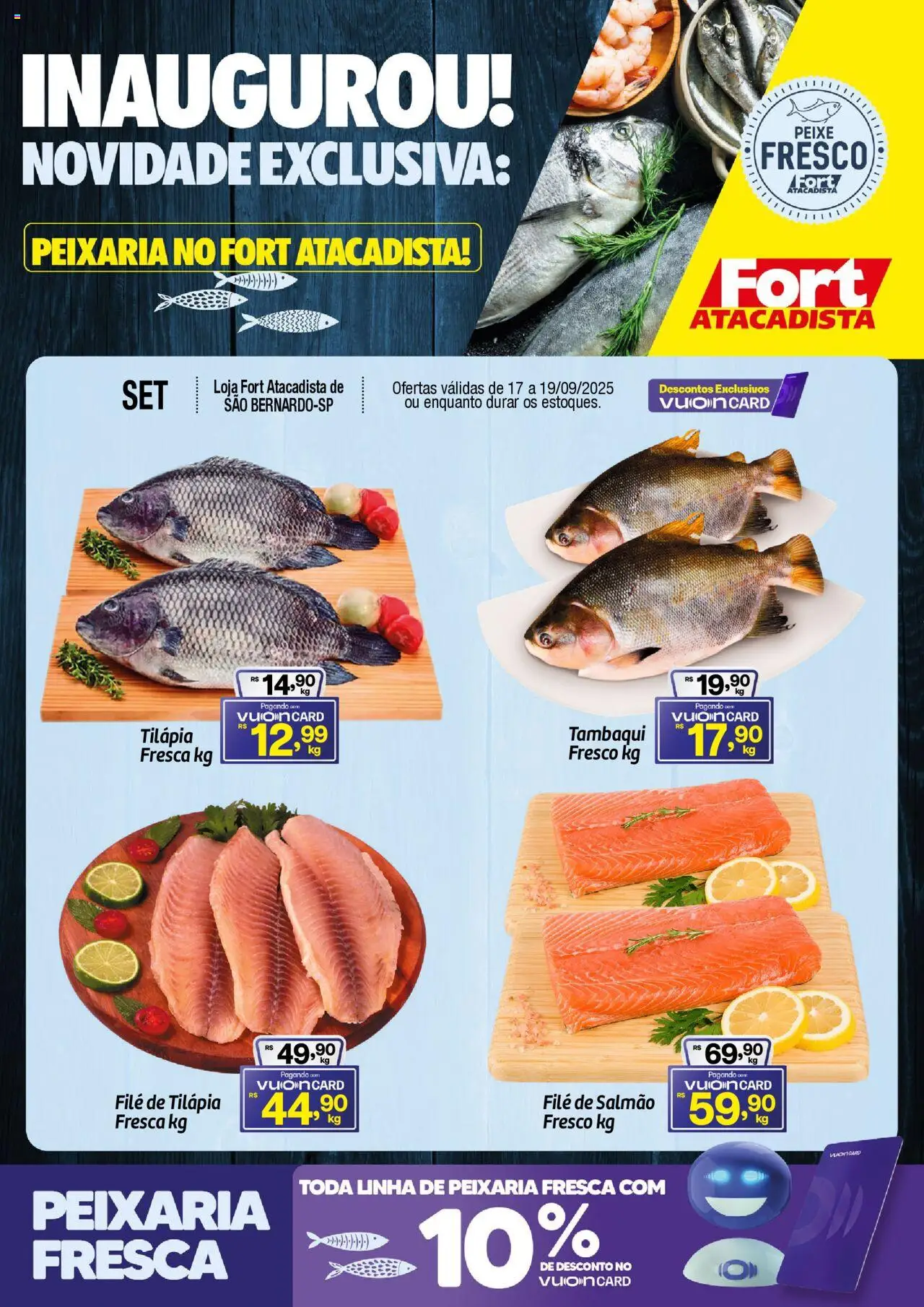 Fort Atacadista Folheto - válido de 17.09.2025 | Página: 1 | Produtos: Salmão, Tilápia, Peixe, Filé de tilápia