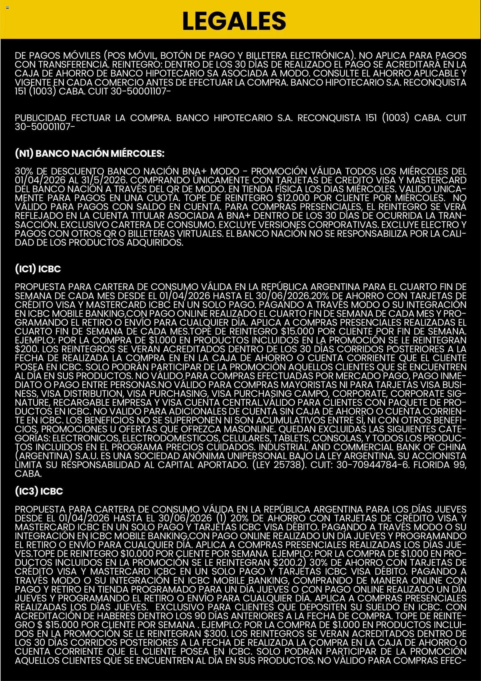 Changomas - Medios de Pago │ válido desde el 01.04.2026 | Página: 7 | Productos: Banco, Caja, Té, Billetera