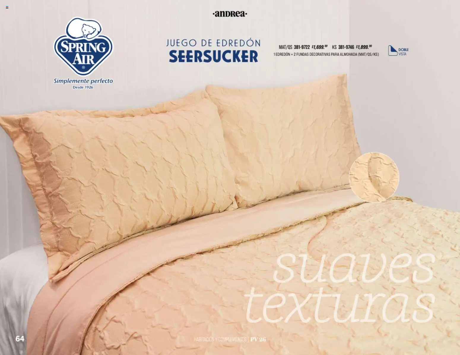 Nuevas ofertas de Andrea válidas en toda la República Mexicana desde el 25.01.2026. ¡Encuentra las mejores ofertas en Andrea catálogo Home! | Página: 64 | Productos: Juego, Almohada