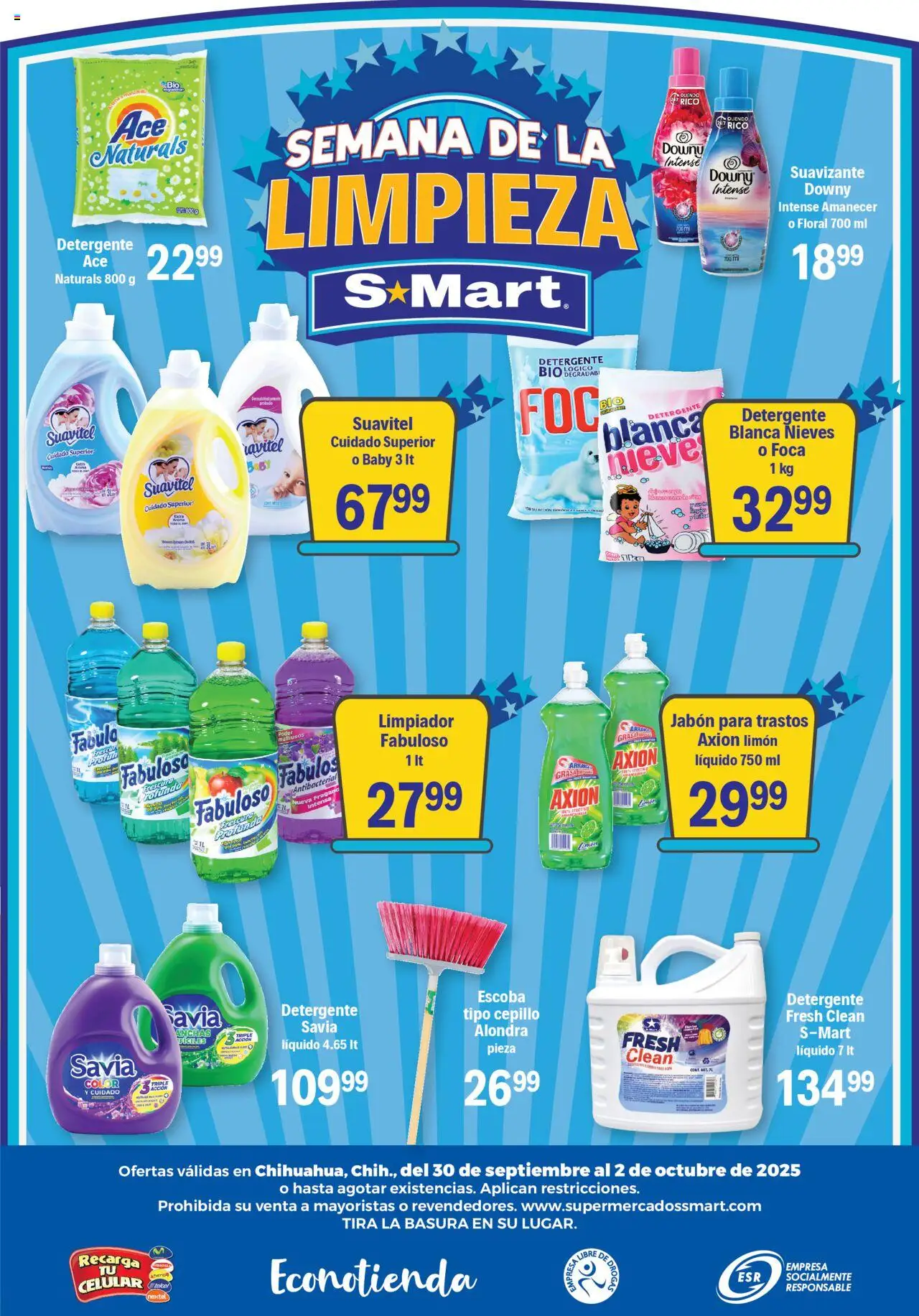 Nuevas ofertas de S-Mart válidas en toda la República Mexicana desde el 30.09.2025. ¡Encuentra las mejores ofertas en S-Mart - Folleto - Chihuahua! | Página: 6 | Productos: Detergente, Cepillo, Escoba, Jabón