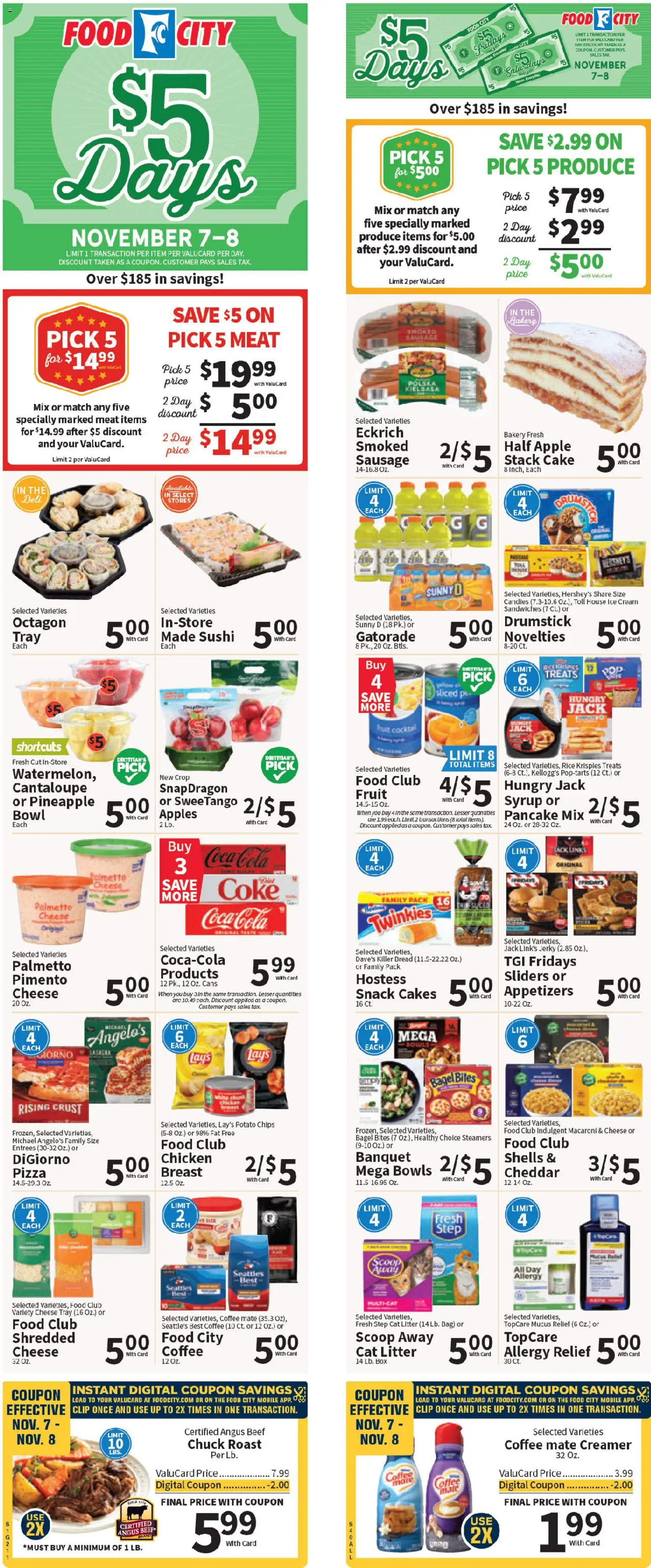 Food City Weekly Ad - valid from 05.11.2025 | Page: 1 | Products: Bakery, Cheese, Ice cream, Bag