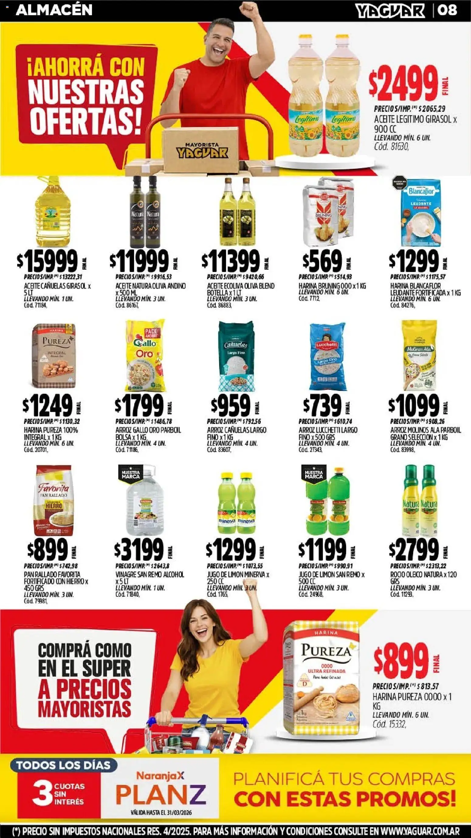 Yaguar - Oferta Semanal Trelew │ válido desde el 02.03.2026 | Página: 8 | Productos: Harina, Aceite, Pan, Jugo