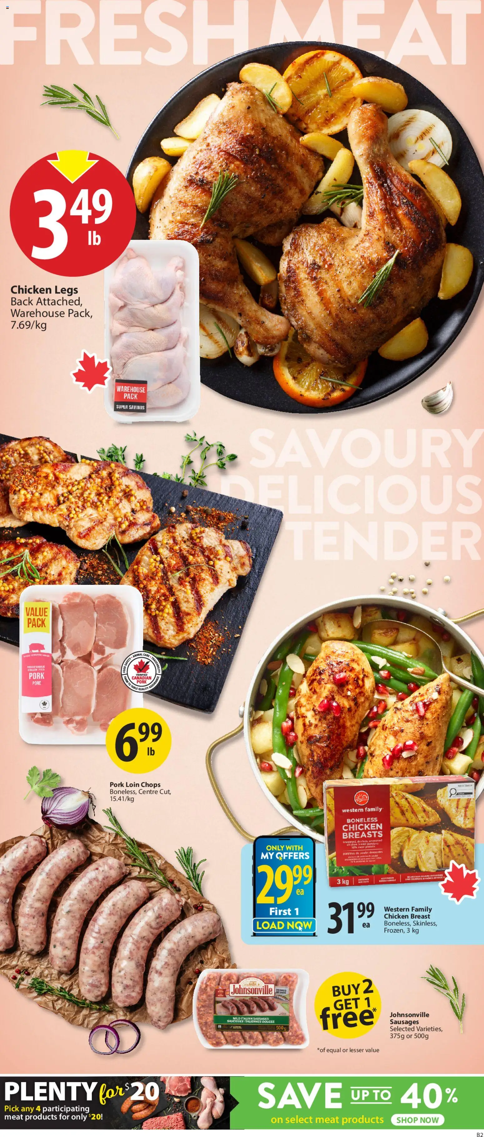 Save on foods flyer valid from 29.01.2026 | Page: 8 | Products: Chicken breasts, Table, Chicken, Pork